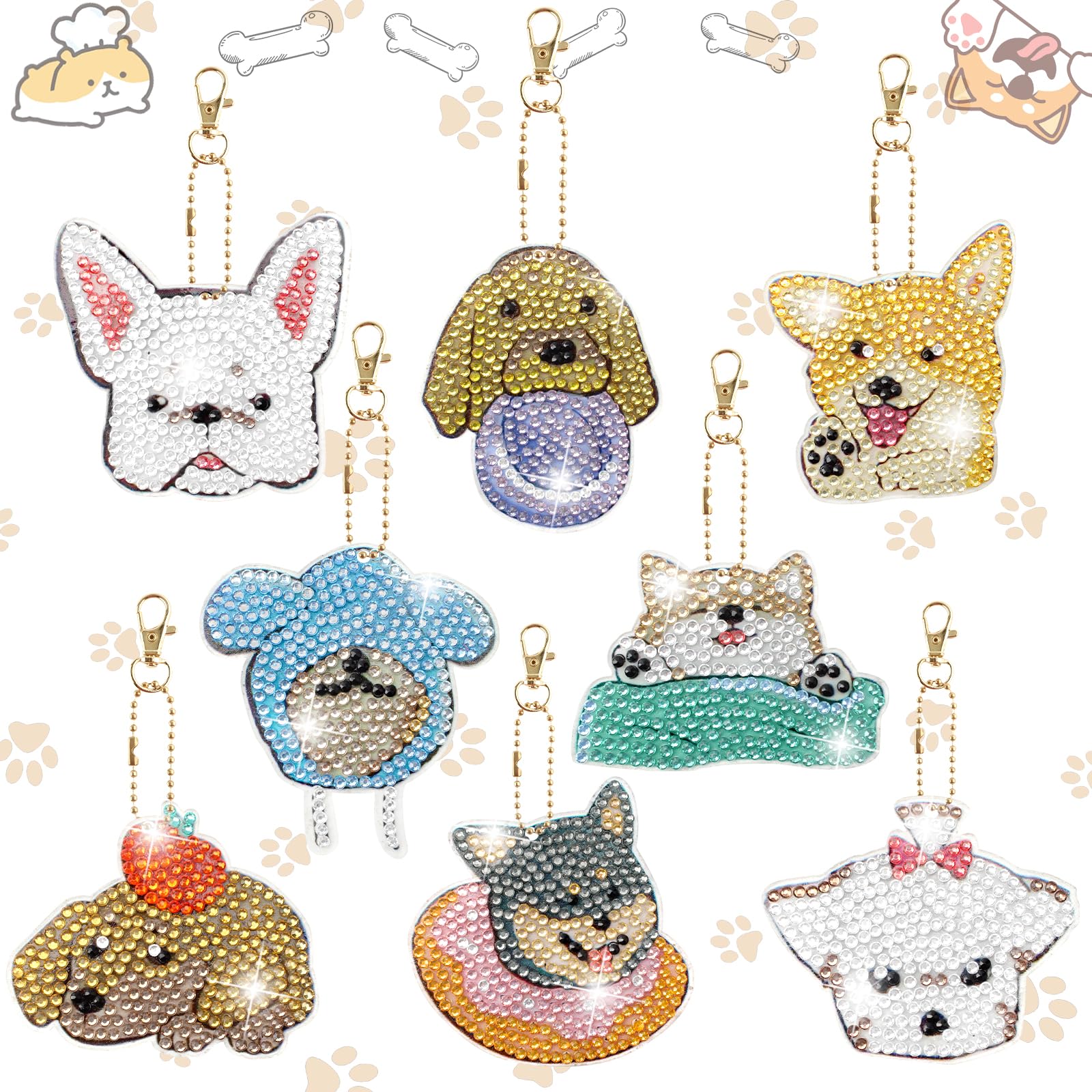 Amazon.co.jp: LUCKYBEE 犬 ダイヤモンドアート キーホルダー 両面全
