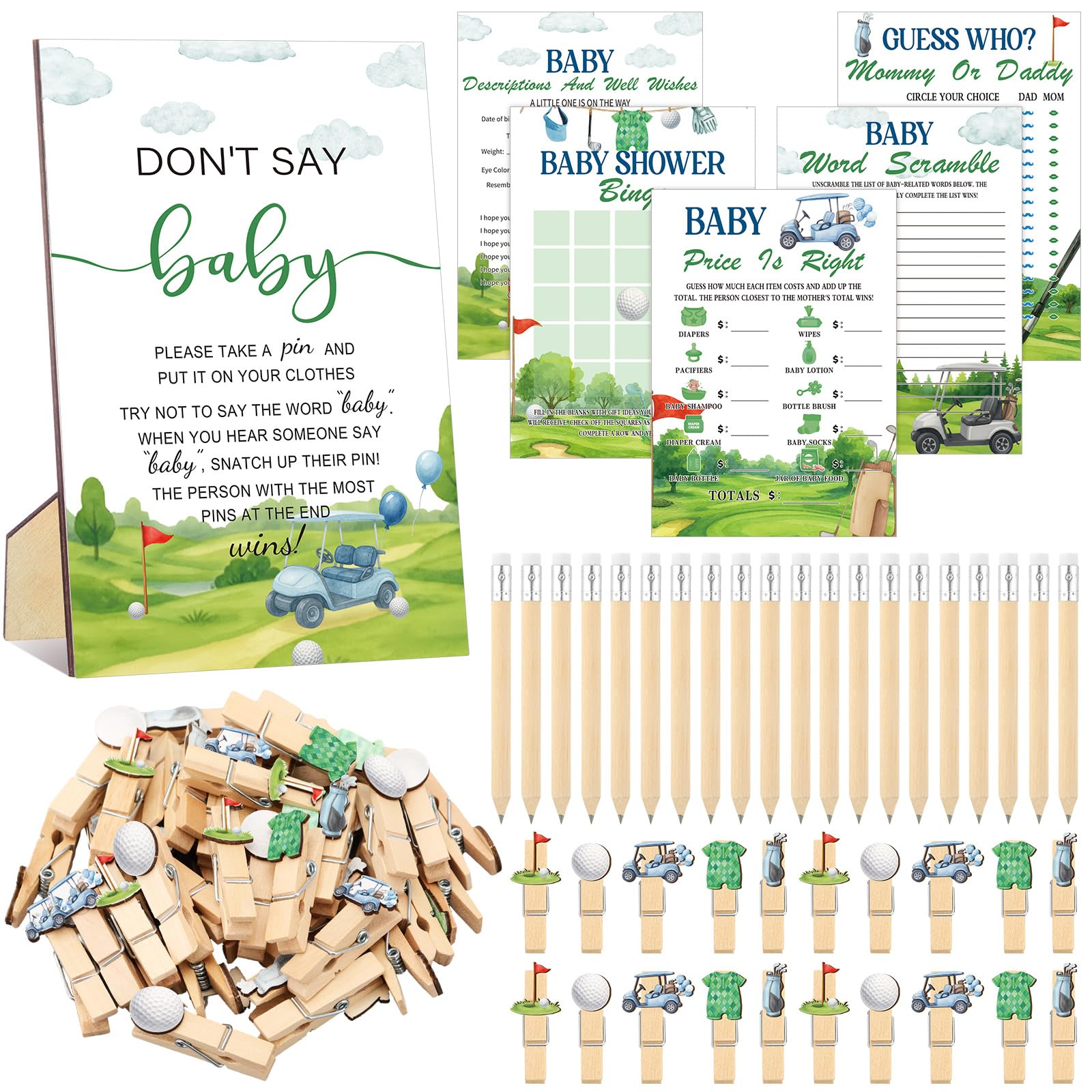 Patelai 321 Pcs Baby Shower Games Supplies, Golf