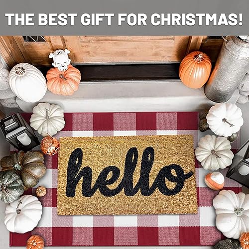 Miniatura 20 de IOHOUZE - Tapete a cuadros estilo búfalo de 5 x 8 pies para interiores y exteriores, lavable, para sala, tapete de bienvenida primavera-verano