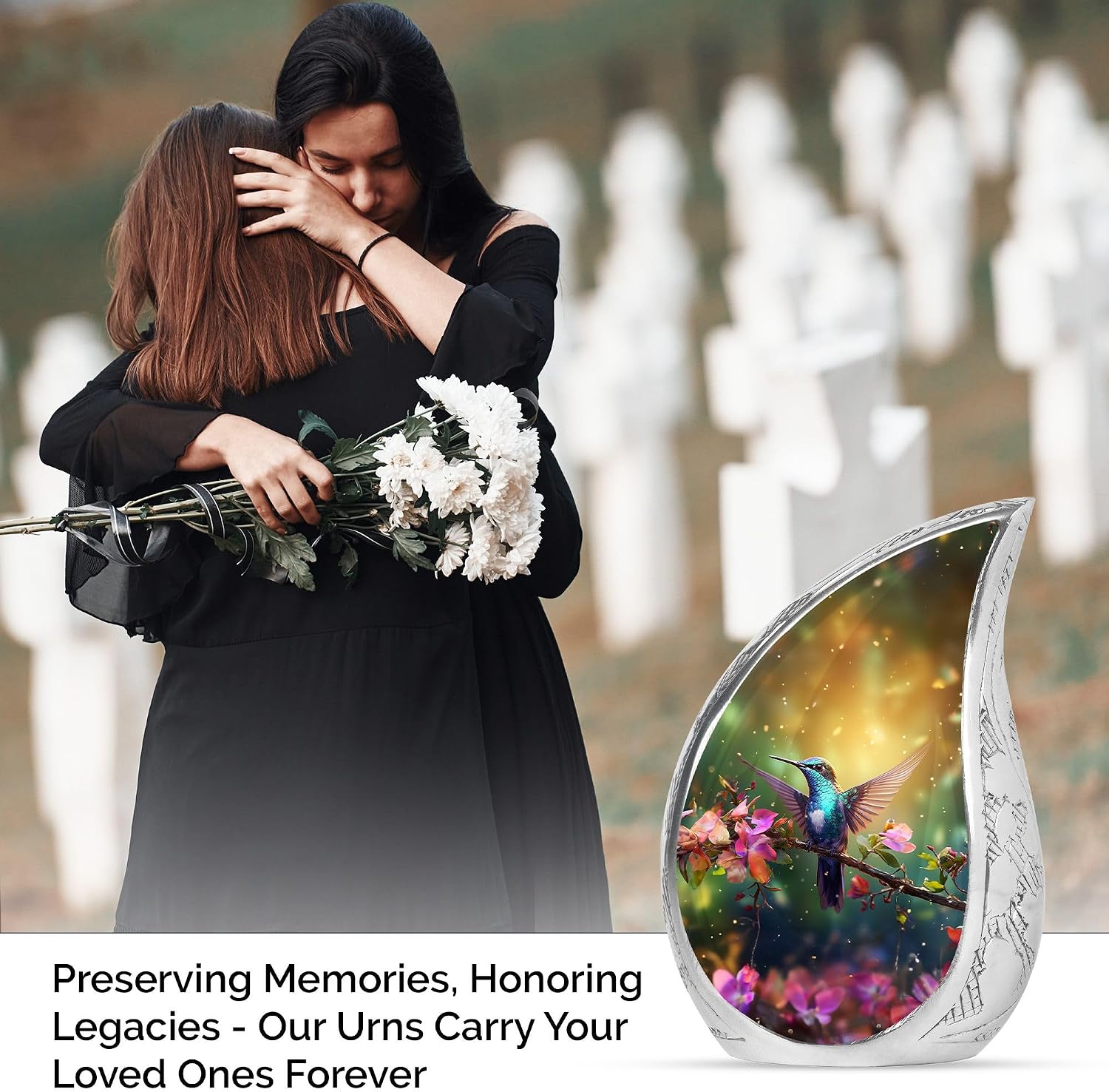Humming Birds Urn - Tear Drop Urns for Ashes - Cremation Urns for Ashes - Urns for Human Ashes Adult Female - Cremation Urns for Men (3 inch Pack of 1)