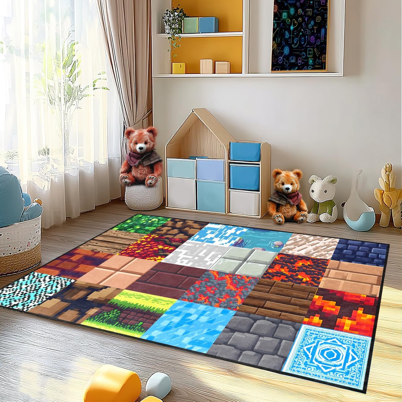 Cool Game Rug for Teen Boys Room Funny Gamer Rug for Boys Bedroom, Gaming Carpet Kids Play Mat for Living Room Playroom Game Decoration Floor Mats, 5'x7'