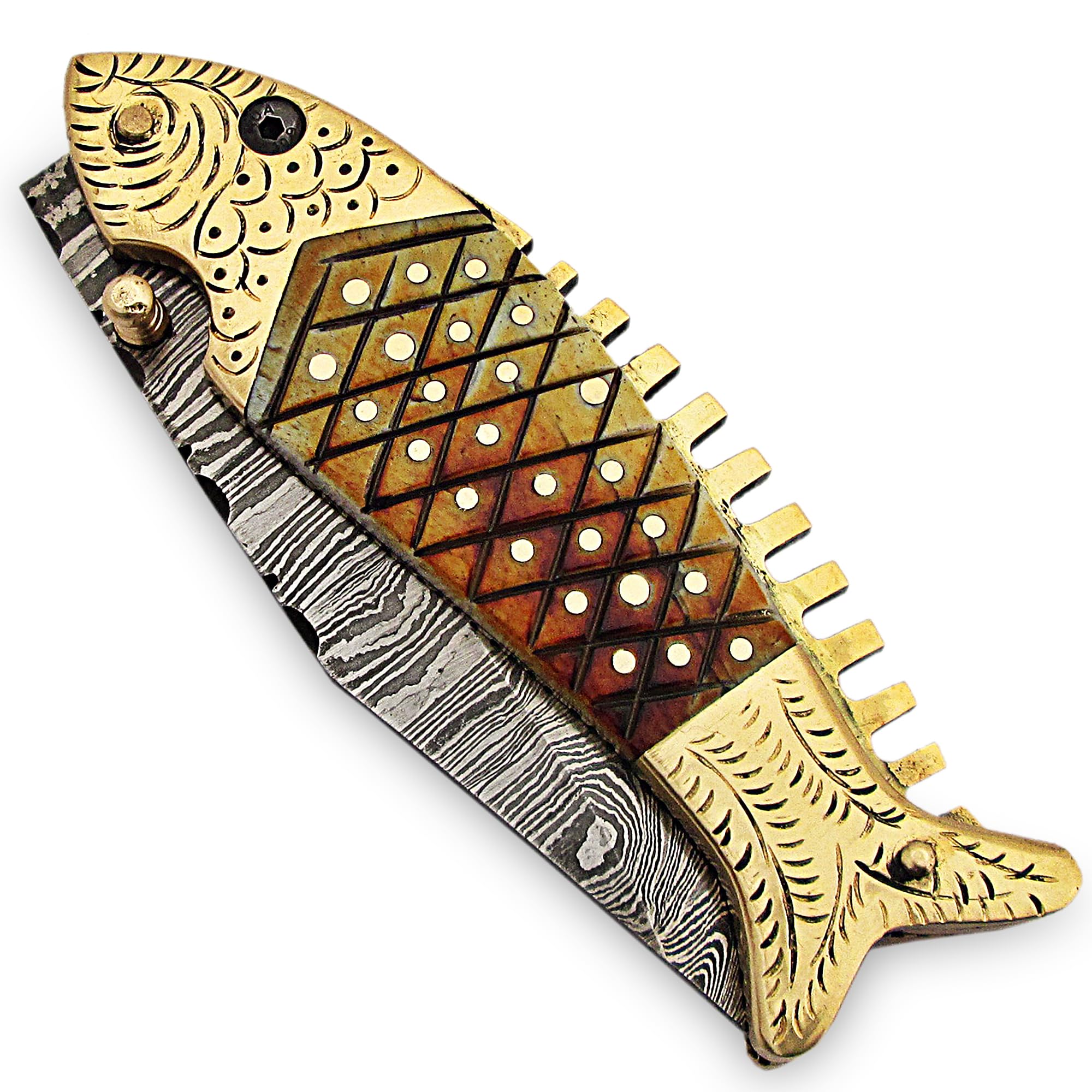PAL 2000 KNIVES cuchillos de acero de damasco con funda de cuero