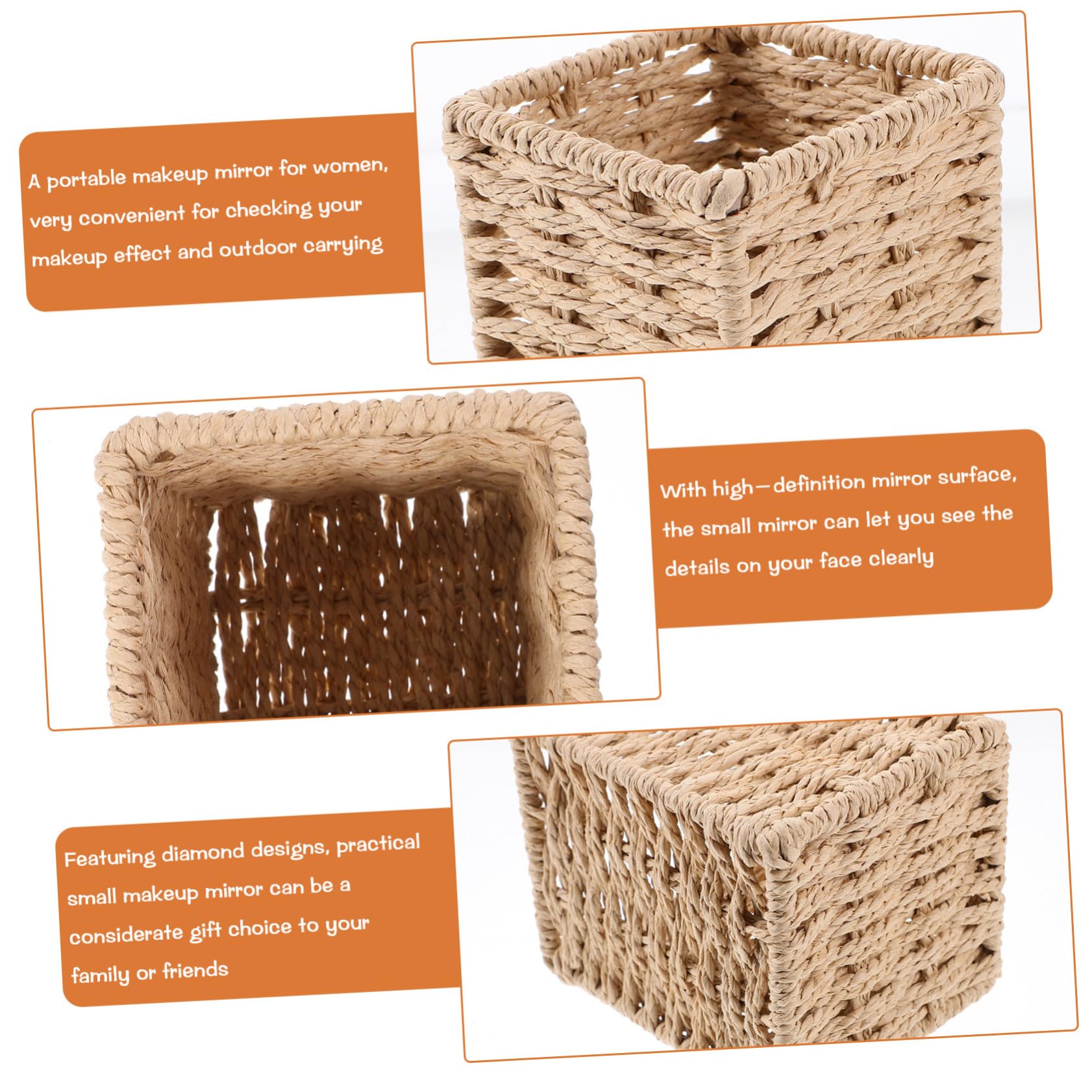DOITOOL 4 Stück Handgemachter Stiftehalter aus Papierseil Rechteckiger Organizer für Schreibtisch Vielseitig Einsetzbar Stiftehalter Pinselhalter oder Blumenvase für Zuhause