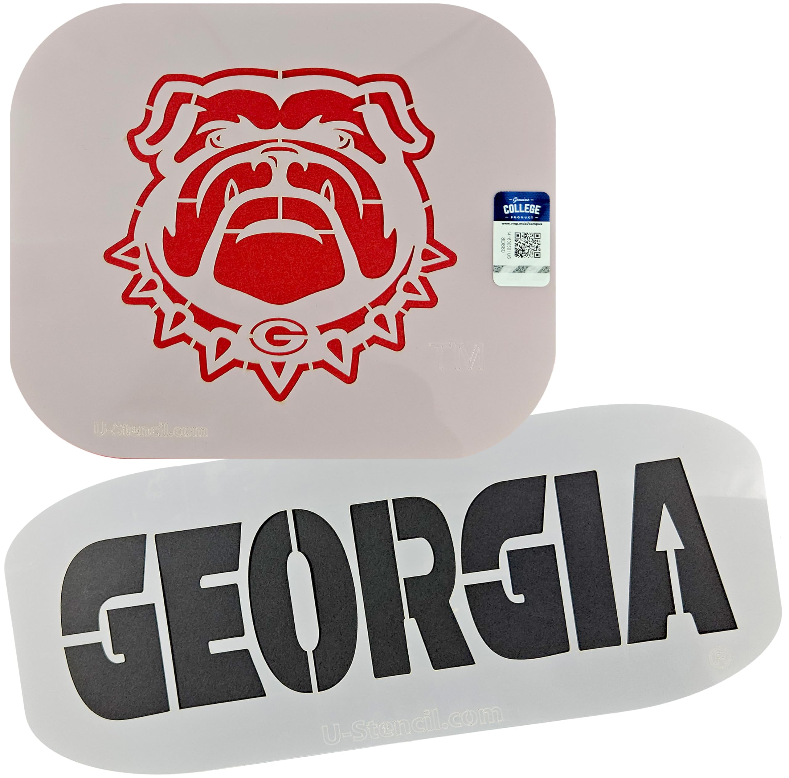 University of Georgia Bulldogs Set of 2 Reusable Logo Stencils - Use on Curbs, Sidewalks, Lawns - Decorate Anything & Show School Spirit - DIY Arts & Craft Painting on Windows, Posters, Wood, Fabric