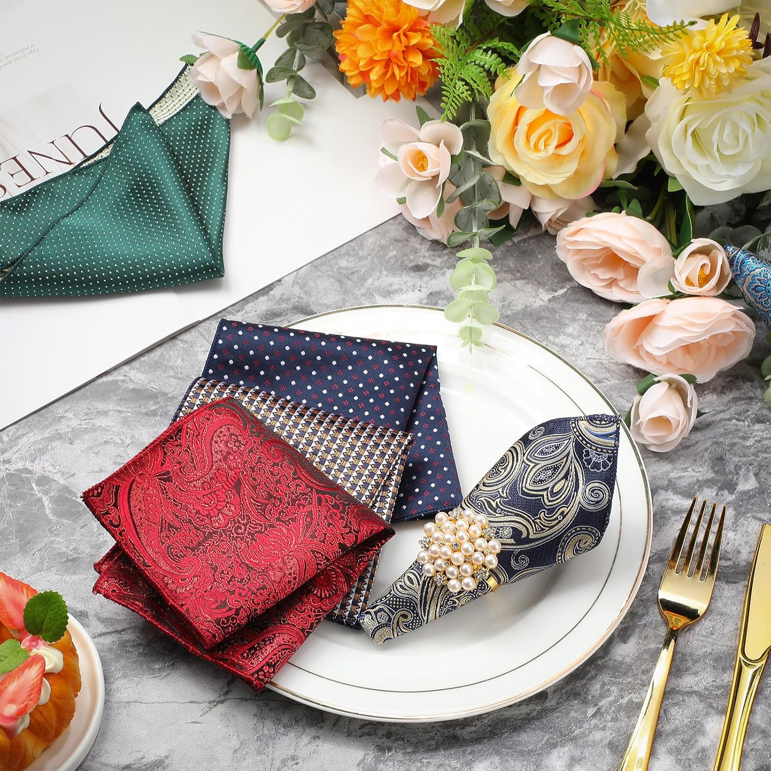 SATINIOR 24 Pieces Pocket Squares for Men Suit Pocket Handkerchief Soft Colored Men Assorted Hankies for Wedding Party - Image 6