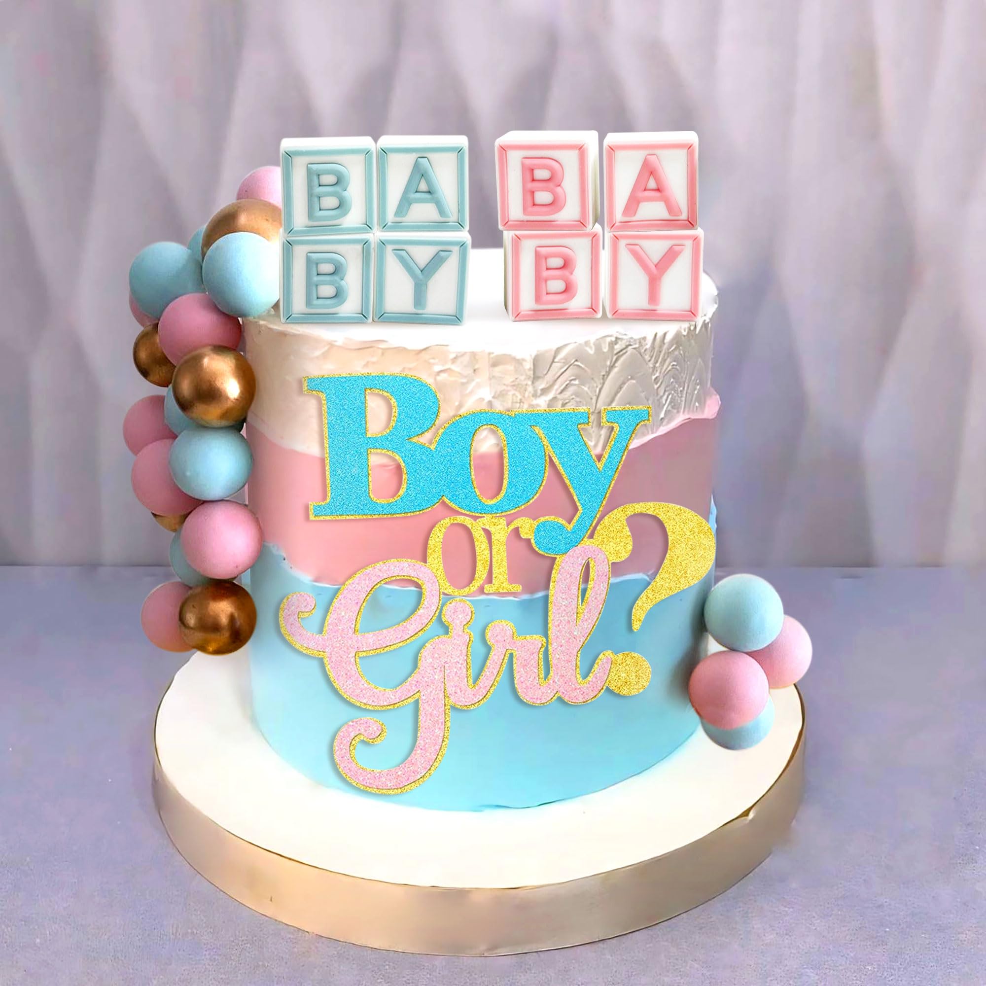 Roaring Good Time Pink and Blue Gender Reveal Cake Toppers - Boy or Girl Cake Decoration - Baby Shower Cake Decoration - 15 Cake Balls - Image 3
