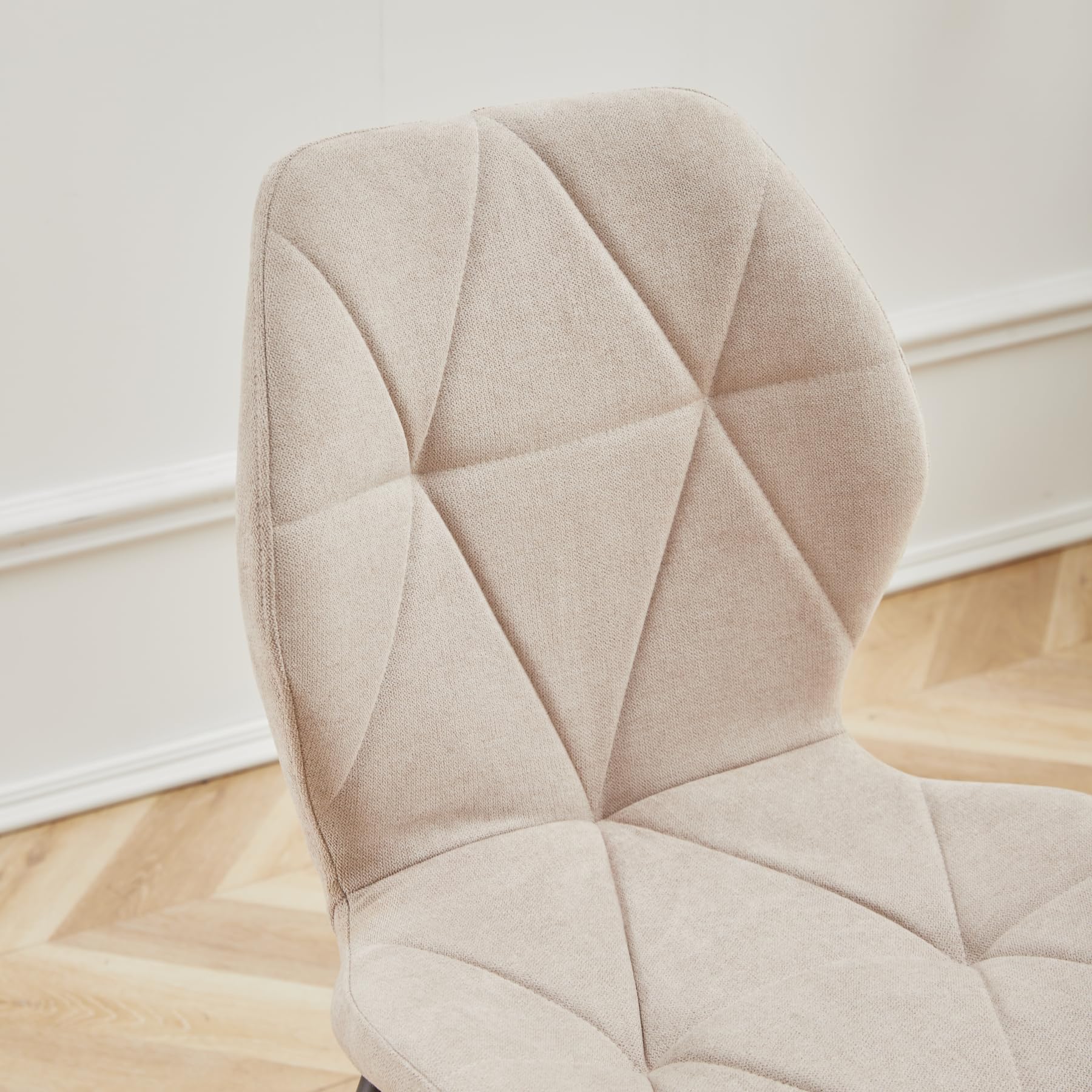 Esstisch und Stuhlset, 100 cm Runder Esstisch und 4 Moderne Leinenstühle, für Esszimmer, Küche, Wohnzimmer (Helle + Khaki)