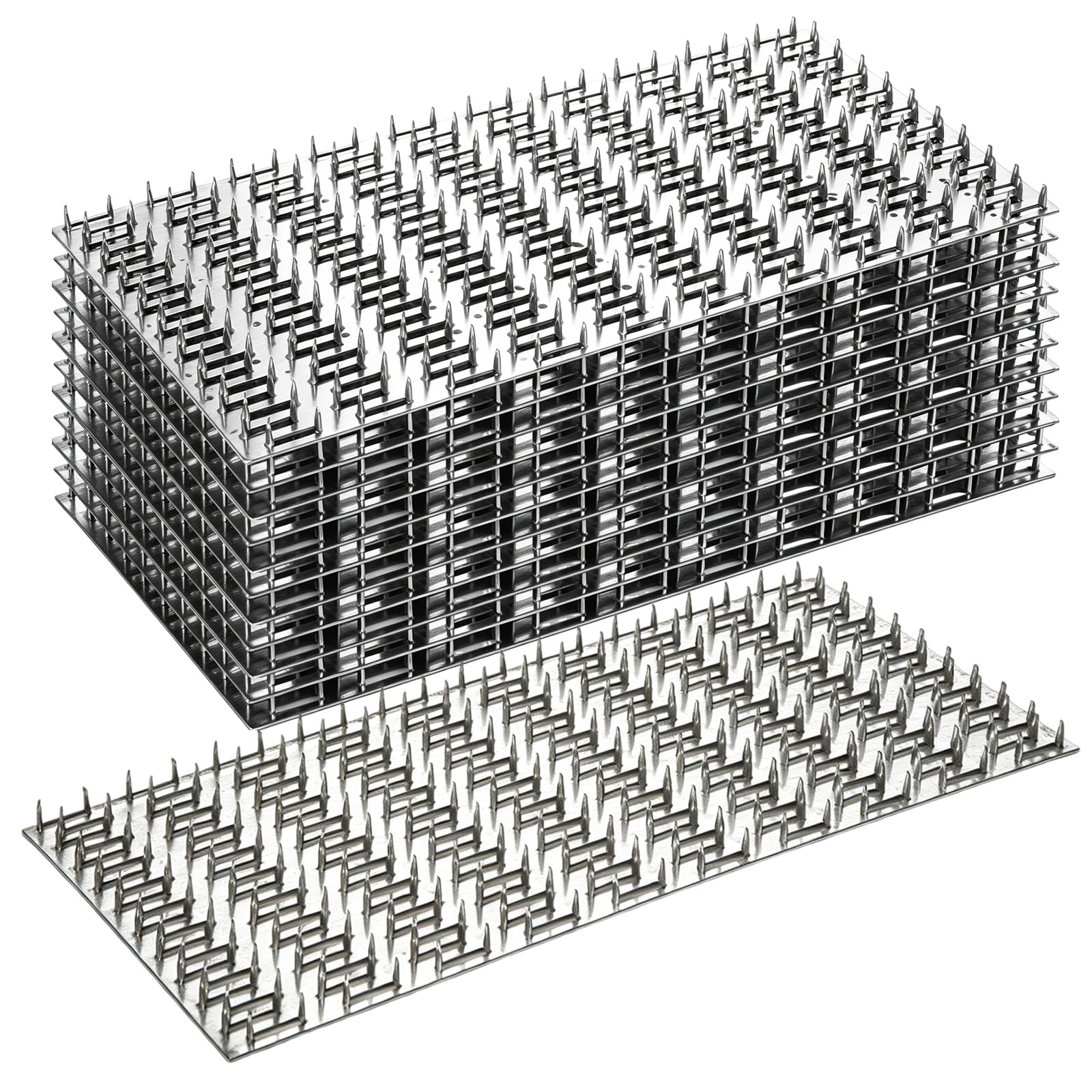 MIVIDE Paquete de 10 placas de armadura de 5 x 10 pulgadas, placa de reparación de armadura con puntas, placas planas con dientes de clavo, altura de 8 mm, grosor de 1 mm para placa de conector de