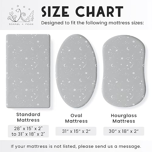 Miniatura 5 de Paquete de 2 sábanas bajeras para moisés (galaxia, luna y estrellas), mezcla de algodón suave para moisés estándar