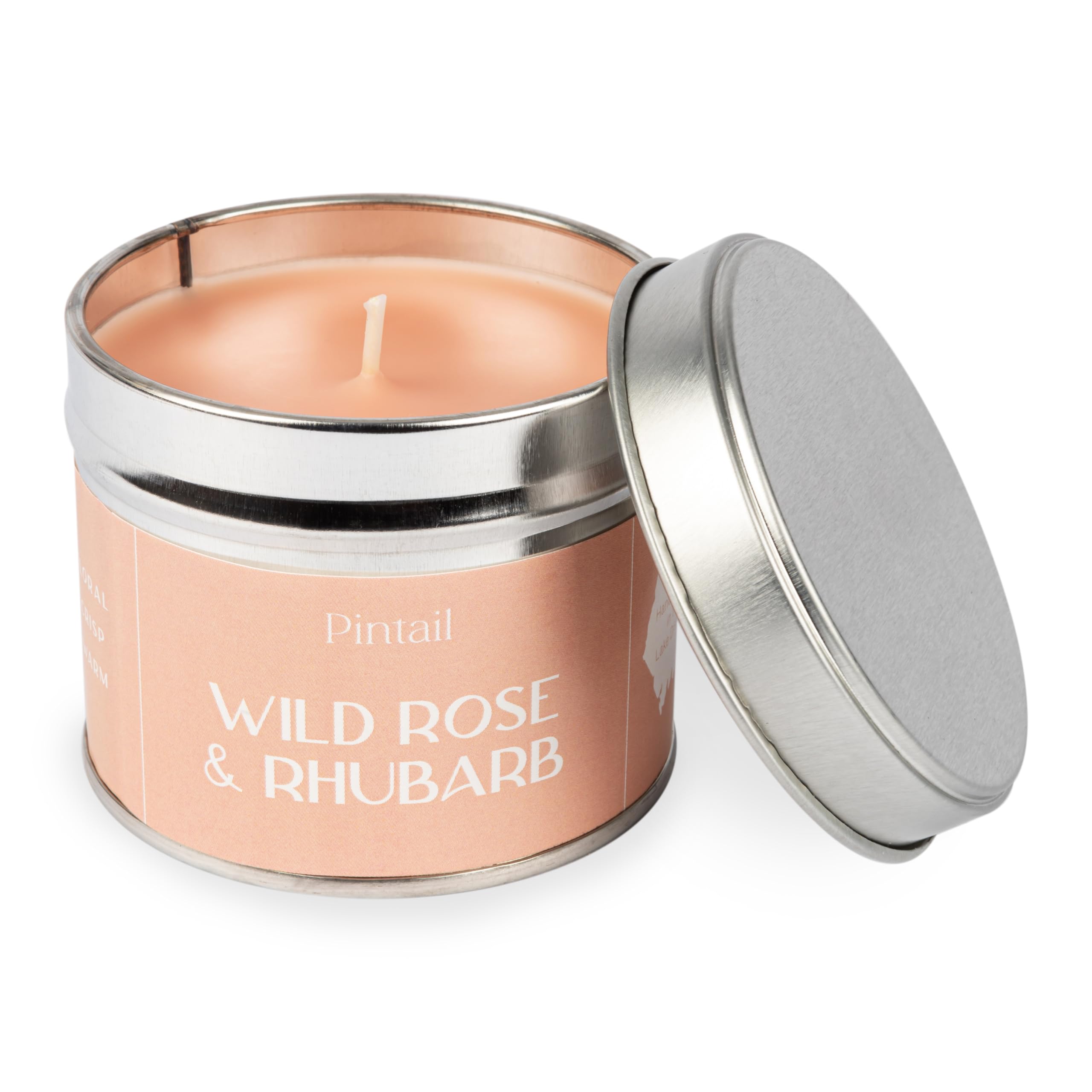 Pintail Candles Classic Tin (Wild Rose and Rhubarb Home Fragrance) Scented Candles Long Burning (35 Hour Burn Time), Hand-Poured Scented Candles Gifts for Women - Genuine Pintail Candle Gift