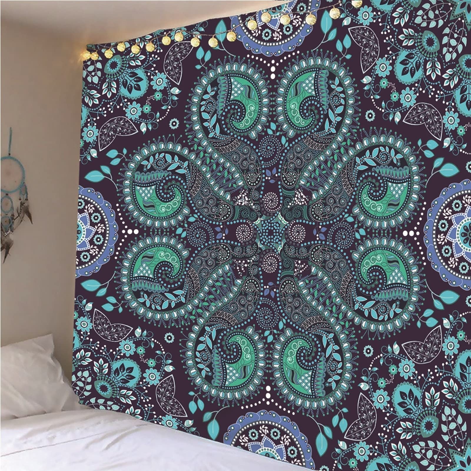 Aeici Tapices Pared, Tela Pared Playa Bordado Vintage Tapiz Pared Wall Hanging, Bedsheet(200X200Cm)