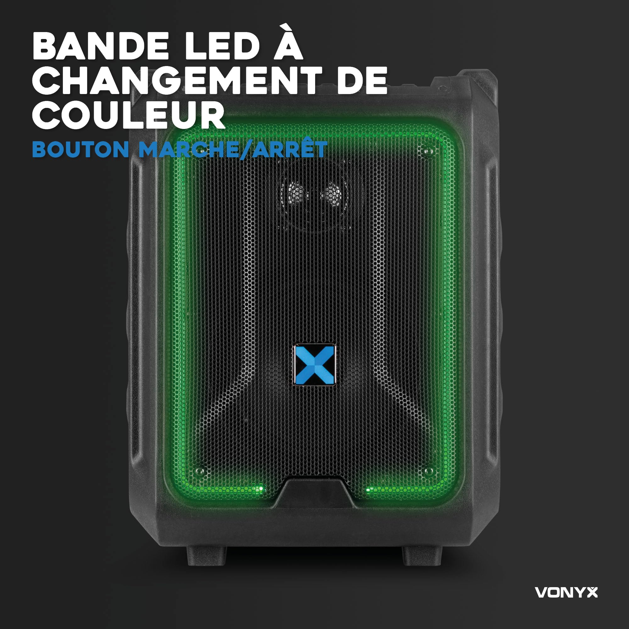 Vonyx SPLASH300 Enceinte Sono Portable Étanche - 200 Watts, Bluetooth 5.0, Batterie Intégrée, Résistante aux Intempéries, Éclairage LED, Poignée, Idéale pour Vos Soirées Plages, Piscines