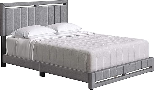 Miniatura 106 de Boyd Sleep Beaumont - Cama de plataforma tapizada con cabecero, base de colchón con 14 soportes de listones de madera, no requiere somier, piel