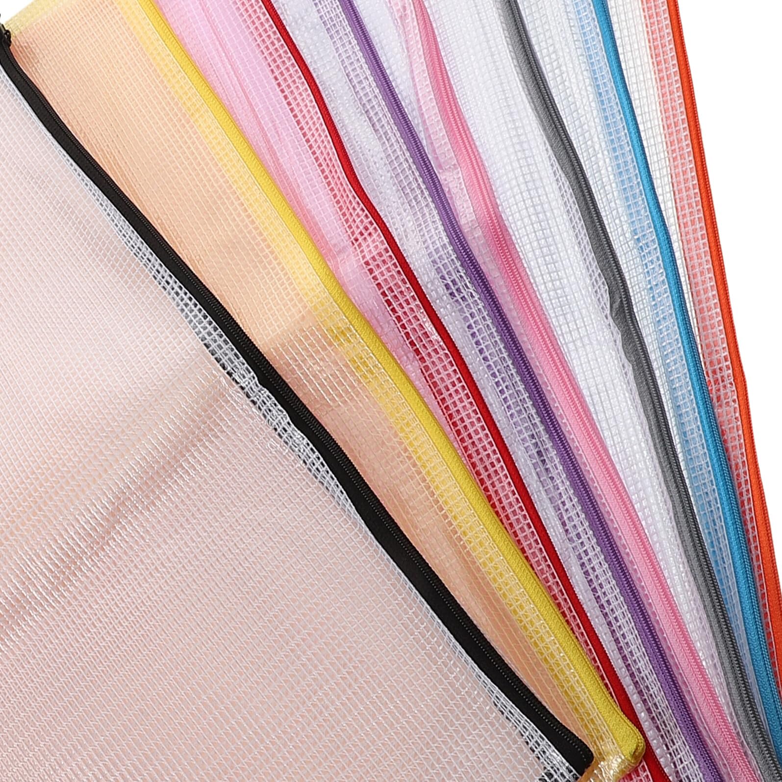 Mipcase 16 pezzi Buste Documenti in Rete Trasparente con Chiusura Zip Organizer Documenti Tasche Colorate per Ufficio e Scuola Custodia Pratica per Carte e Materiale di Cancelleria