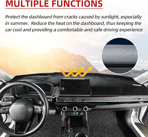 Miniatura 4 de CZCGYDY Cubierta de salpicadero para Honda Civic 2022 2023 11ª generación, cubierta de tablero de ajuste personalizado para Honda Civic, alfombrilla