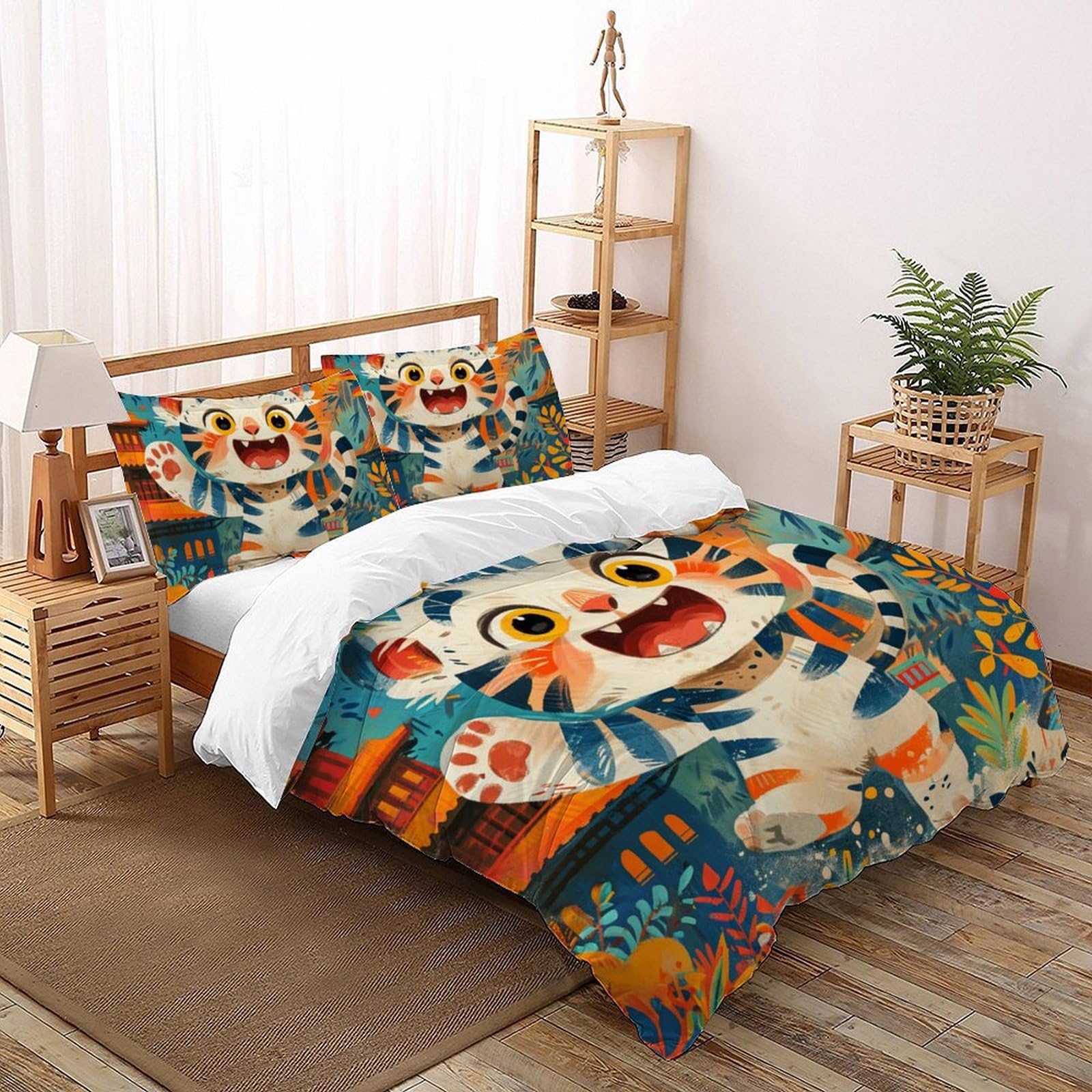 Housse de couette tigre pour chambre d'enfant et adulte en grand format