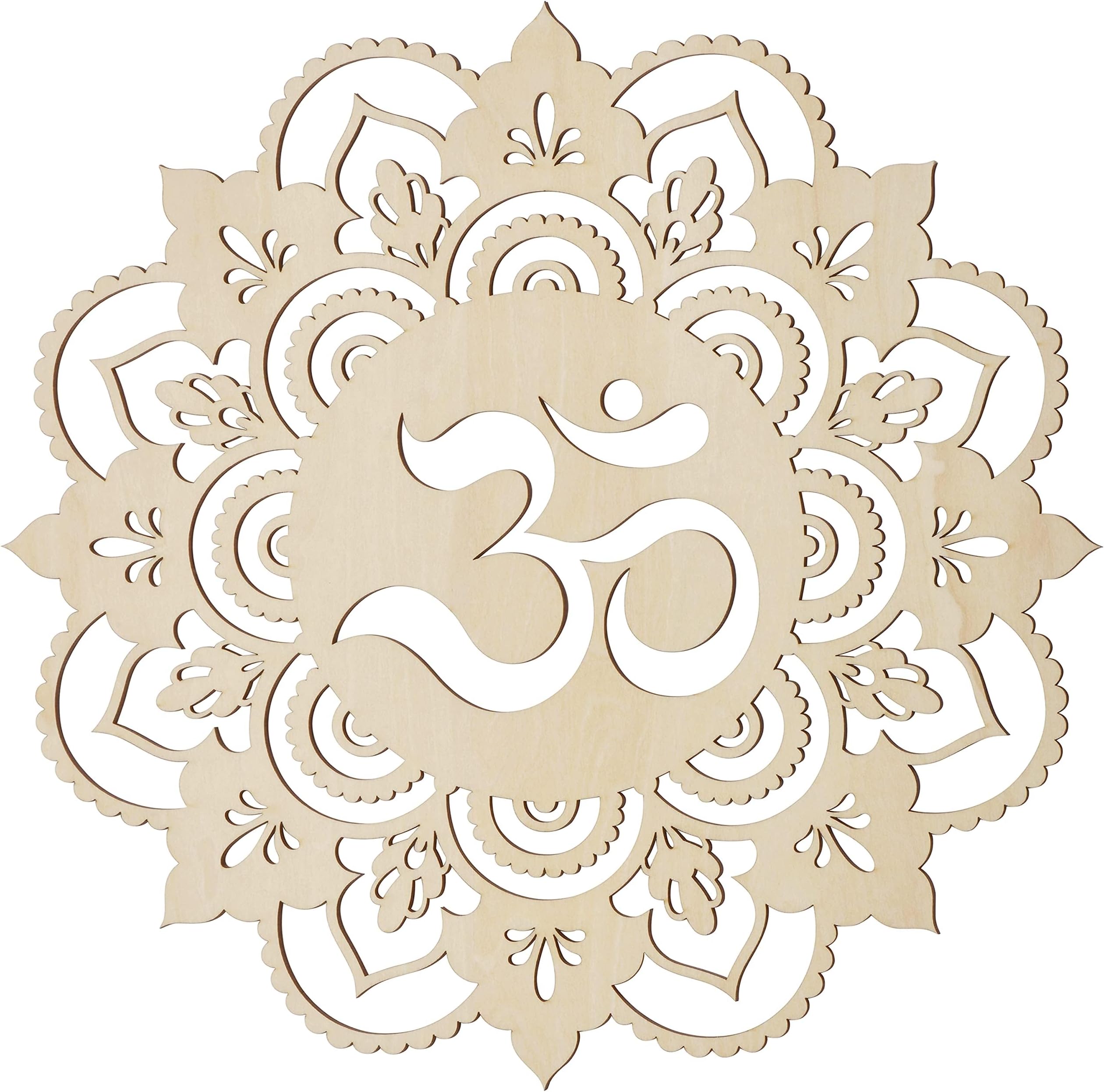Fourth Level MFG 12" Sacred Om, Sacred Geometry Wood Wall Art, Sacred Sound Symbol, Mandala, Zen Home Decoration for Yoga and Meditation, Good Chakra Energy Spiritual Altar Decor