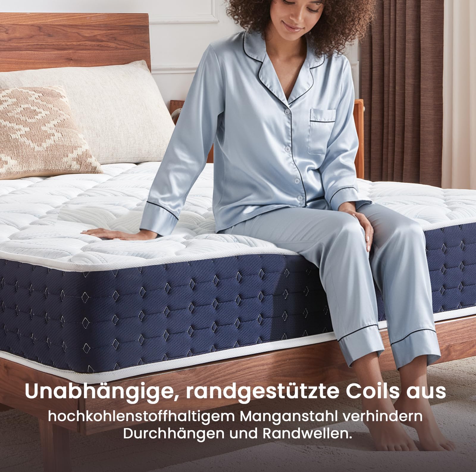 Coolvie Matratze 90x200 cm Höhe 20 cm H3 Mittelhart | Orthopädische 7-Zonen Taschenfederkernmatratze mit Komfortschaum für Seiten- und Rückenschläfer, Öko-Tex Zertifiziert