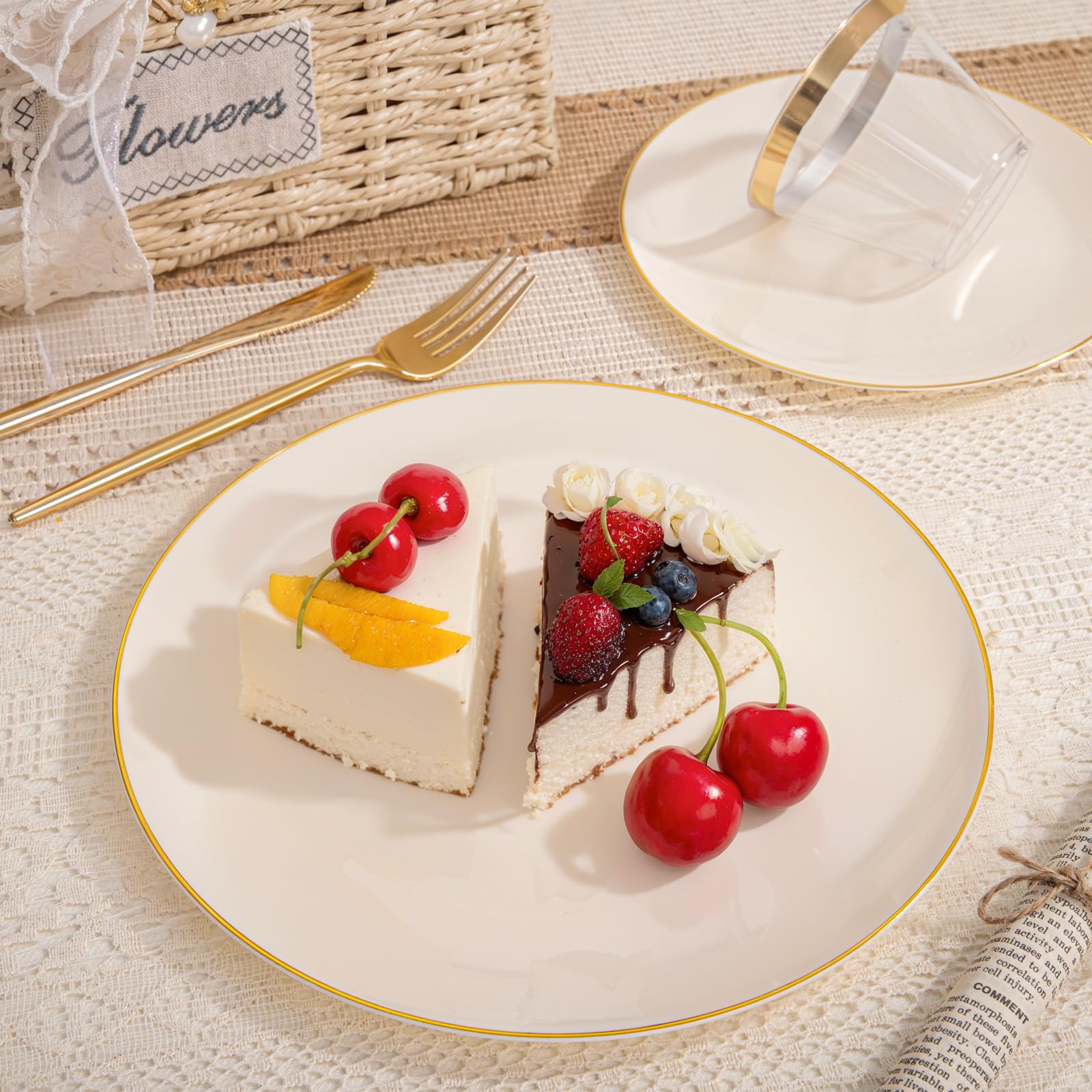 150 Ivory Plastic Plates - Party & Event Supplies -6