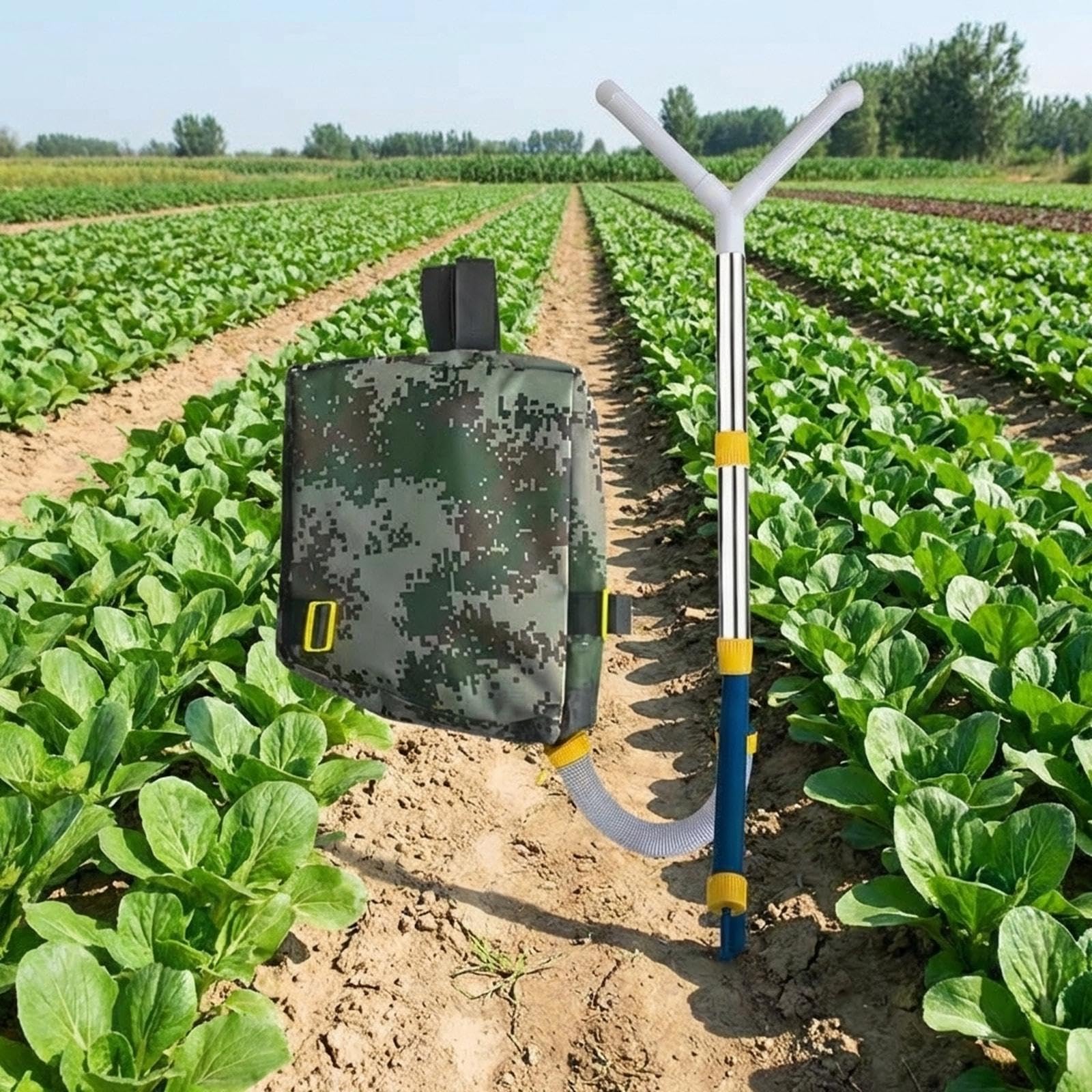 Spandiconcime Manuale Dispenser Fertilizzante Giardino Spruzzatore Zaino Agricolo Portatile Manico Ergonomico Realizzato in Tessuto Oxford E PVC, Acciaio Inossidabile