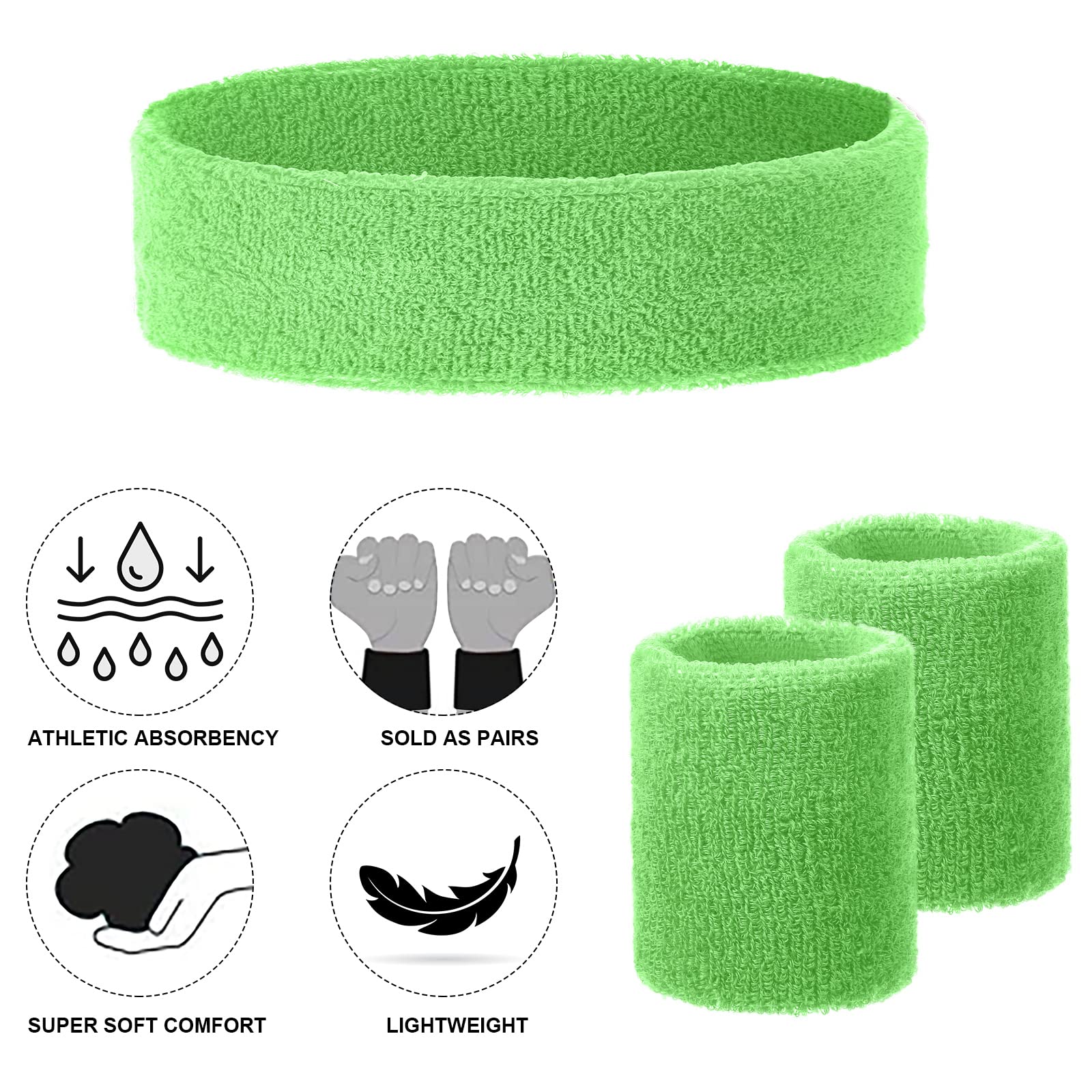 Canlierr 48 Pcs Football Sweatbands Bulk for Men Women Striped Sweatband Set, Include 16 Headband and 32 Wristbands Sports Neon Accessories for 80's Costume Party Athletic Gym