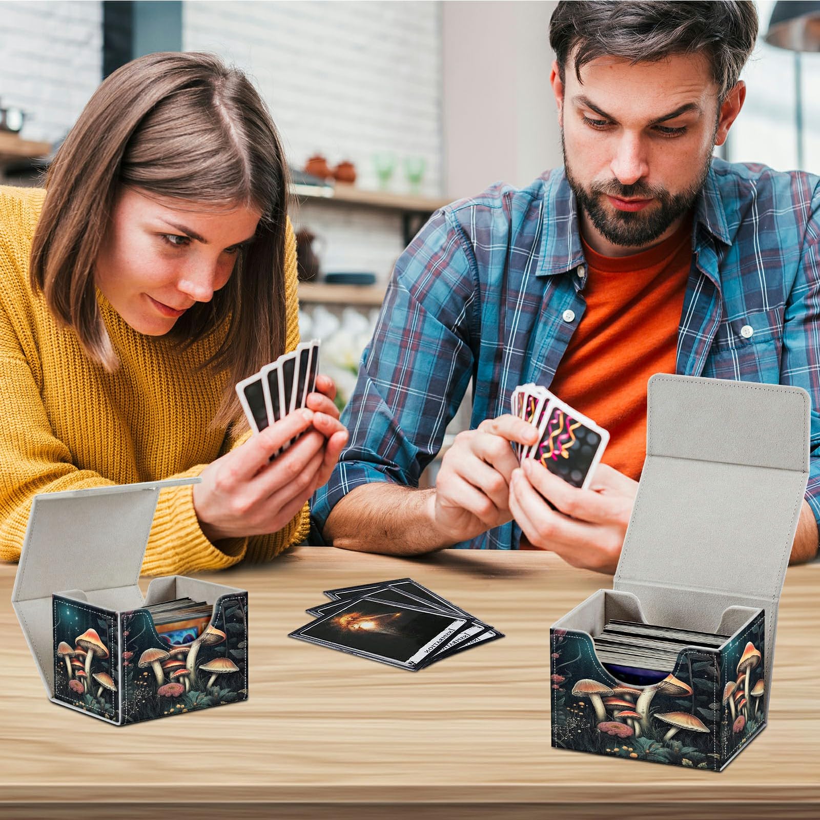Amazon.com: HEAKIERG Mushroom Card Deck Box Organizer, 100+ Sleeved Cards  Deck Case For Trading Cards, Leather Magnetic Closure Commander Deck Box  Holds Magnetic Card Storage Box Fits for MTG TCG CCG :