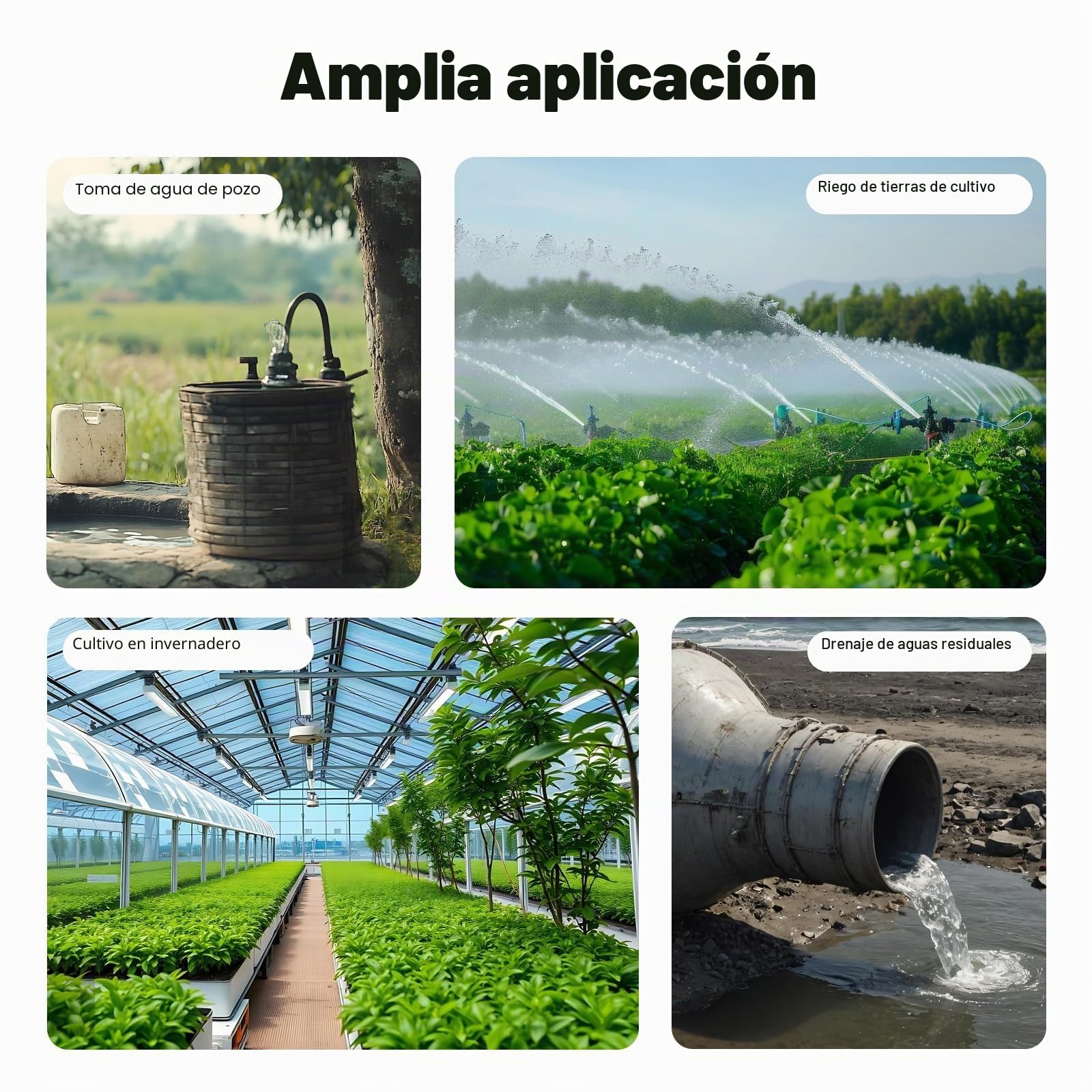 motobomba de agua a gasolina 1,7 CV con motor de 2 tiempos de 1,25 kW, bomba de agua sucia, altura de extracción 30 m, caudal de 10.000 L/H, bomba de alta presión para drenaje/transporte de agua