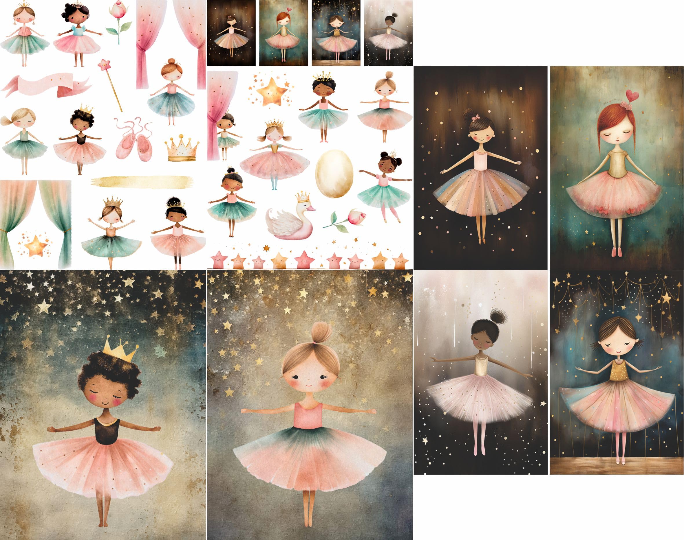 Ballerinas Rice Paper, 8 x 10.5 inch - for Decoupage Cards Craft