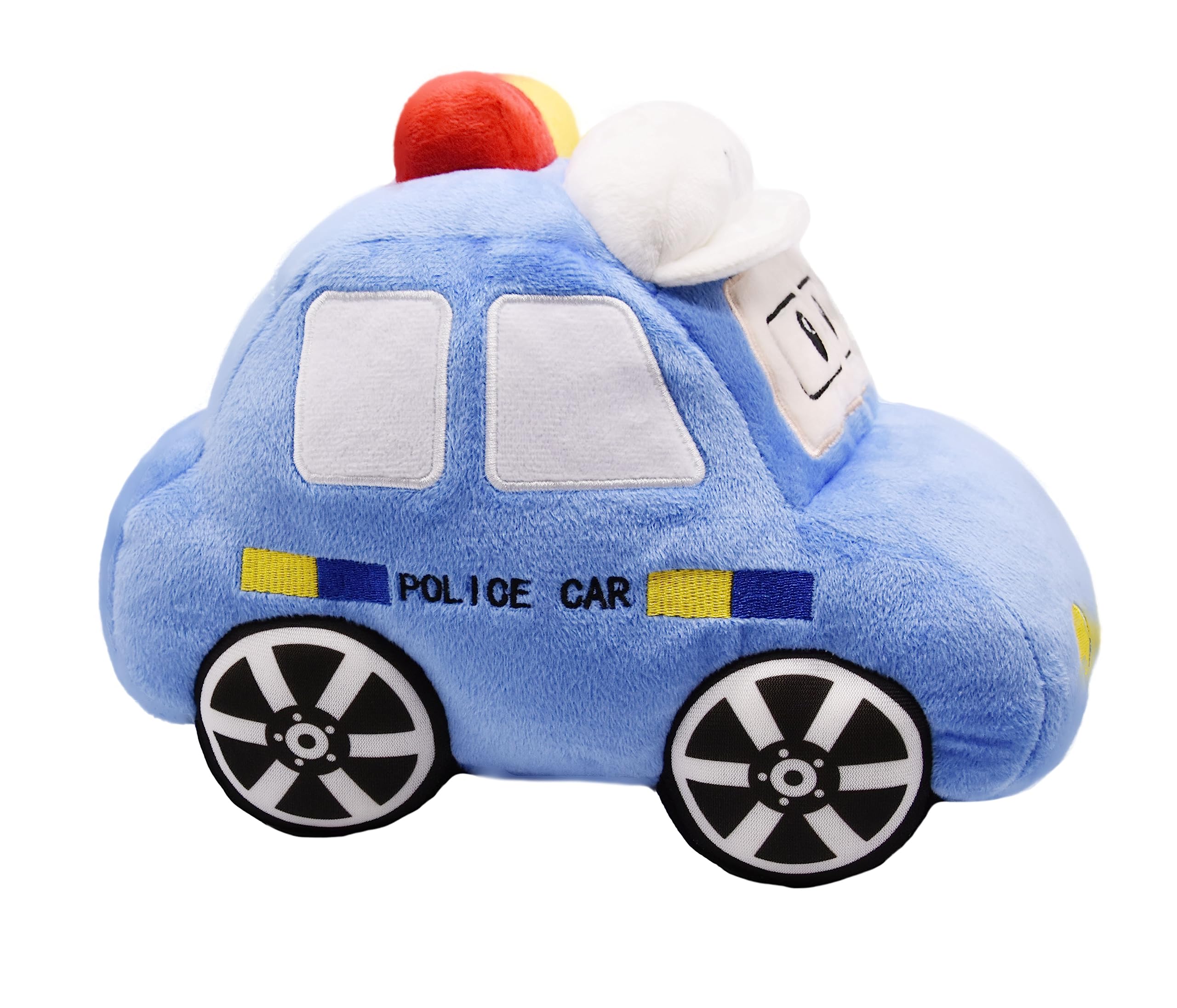 Condition photo showing New/Like New for yonlit soft plush police car stuffed toy super cute blue squad car plushie excellent gifts for kids or birthday party 11 inches (police car)