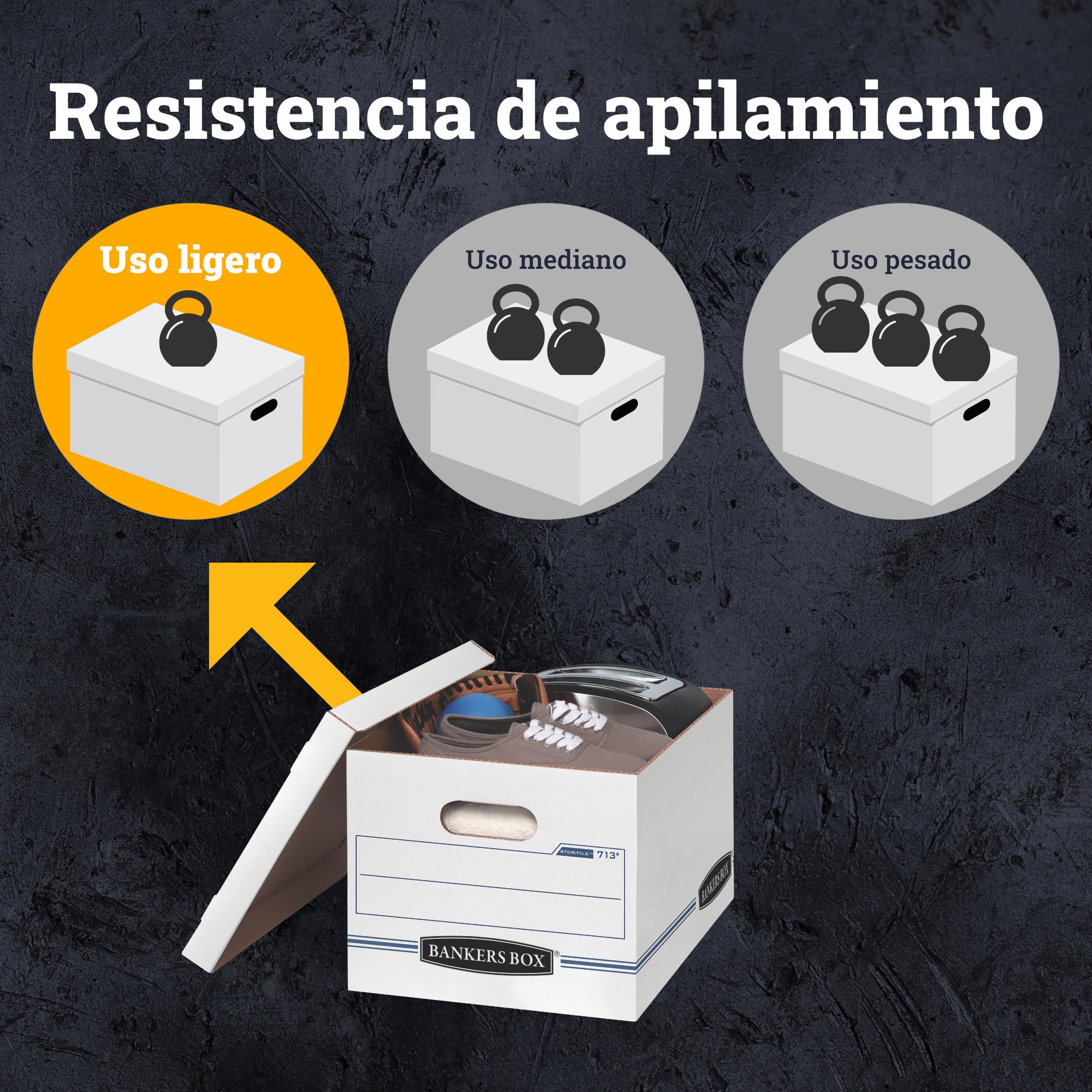 Bankers Box Stor/archivo caja de almacenamiento con tapa, carta/Legal, 12 x 10 x 15 cm, color blanco pack de 6