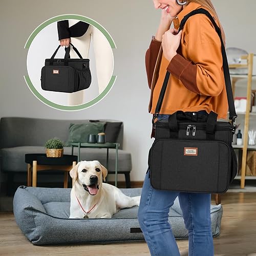 Miniatura 6 de CURMIO Bolsa de aseo para mascotas, organizador de suministros de aseo para mascotas, kit de aseo para gatos, bolsa de almacenamiento de suministros