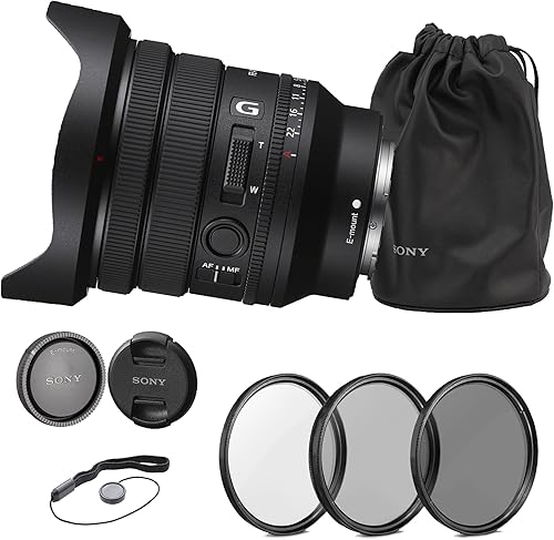 Sony FE PZ 0.630-1.378 in f/4 G Lens (SELP1635G) + kit de filtro + protector de tapa + kit de limpieza (renovado)