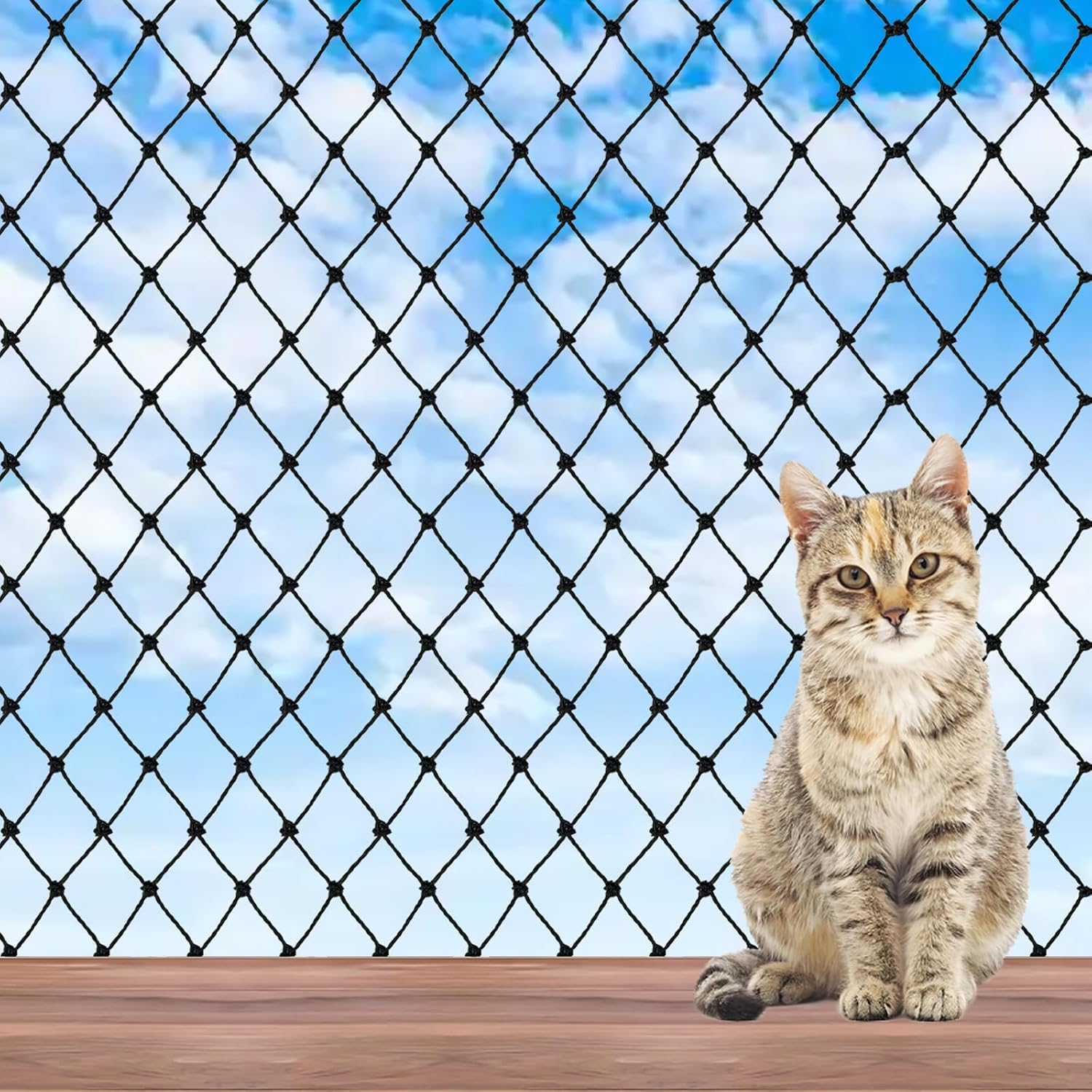 Cat Balcony Netting, Cat Net Pet Anti-Fall Safety Netting,10x6.6ft | Tear-Resistant, Thickened Nylon Dogs Cats Climbing Net, Large Pet Mesh Fence for Balcony, Stair, Window, Outdoors