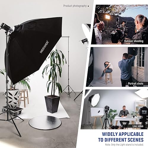 Miniatura 5 de NEEWER Soporte de luz acolchado de aire de 8.5 pies8.5 ft, soporte de trípode de fotografía de metal resistente con espiga reversible de 14 a 38