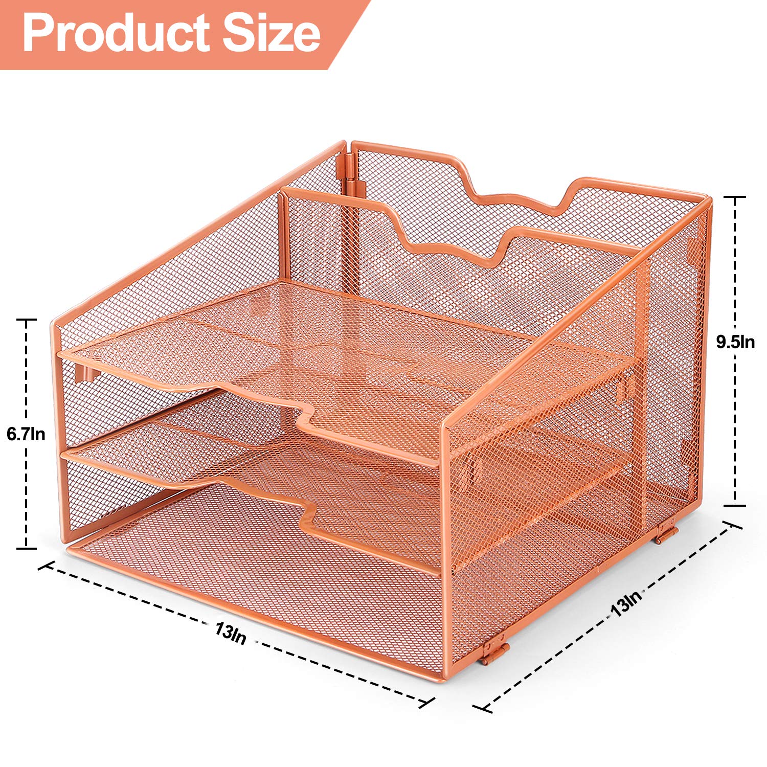 Reliatronic Letter Tray Organizer, Mesh Desk Organizer with 3 Tier