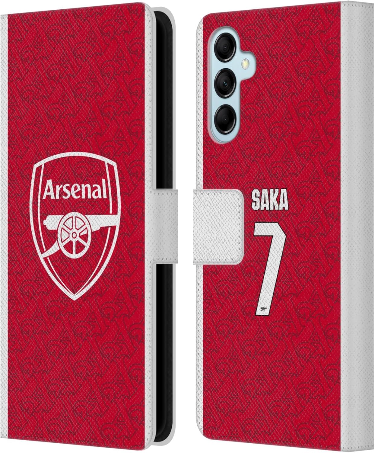 Head Case Designs Officially Licensed Arsenal FC Bukayo Saka 2025/26 Players Home Kit Leather Wallet Case Compatible with Samsung Galaxy M14 5G