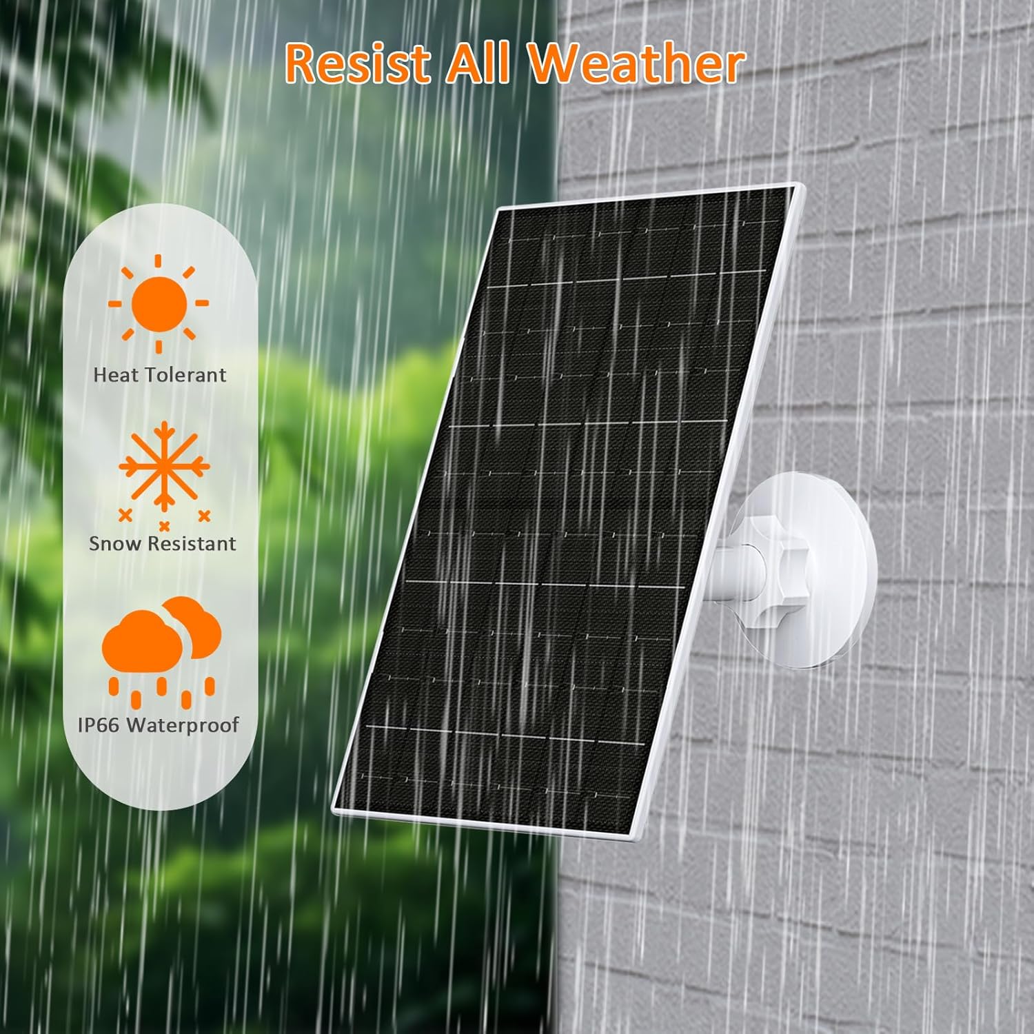 FUTUREZEN 6W Solar Panel for Security Camera Outdoor, 5V USB/USB-C Solar Charger Compatible with Rechargeable Battery Cameras, IP66 Waterproof, 360° Adjustable Mount, 9.8ft Cable (1 Pack, White)