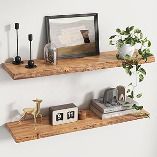 25 Green Bathroom Ideas Bringing Nature Indoors 102 Rustic Elm Wood Floating Shelves for Wall, Live Edge 36