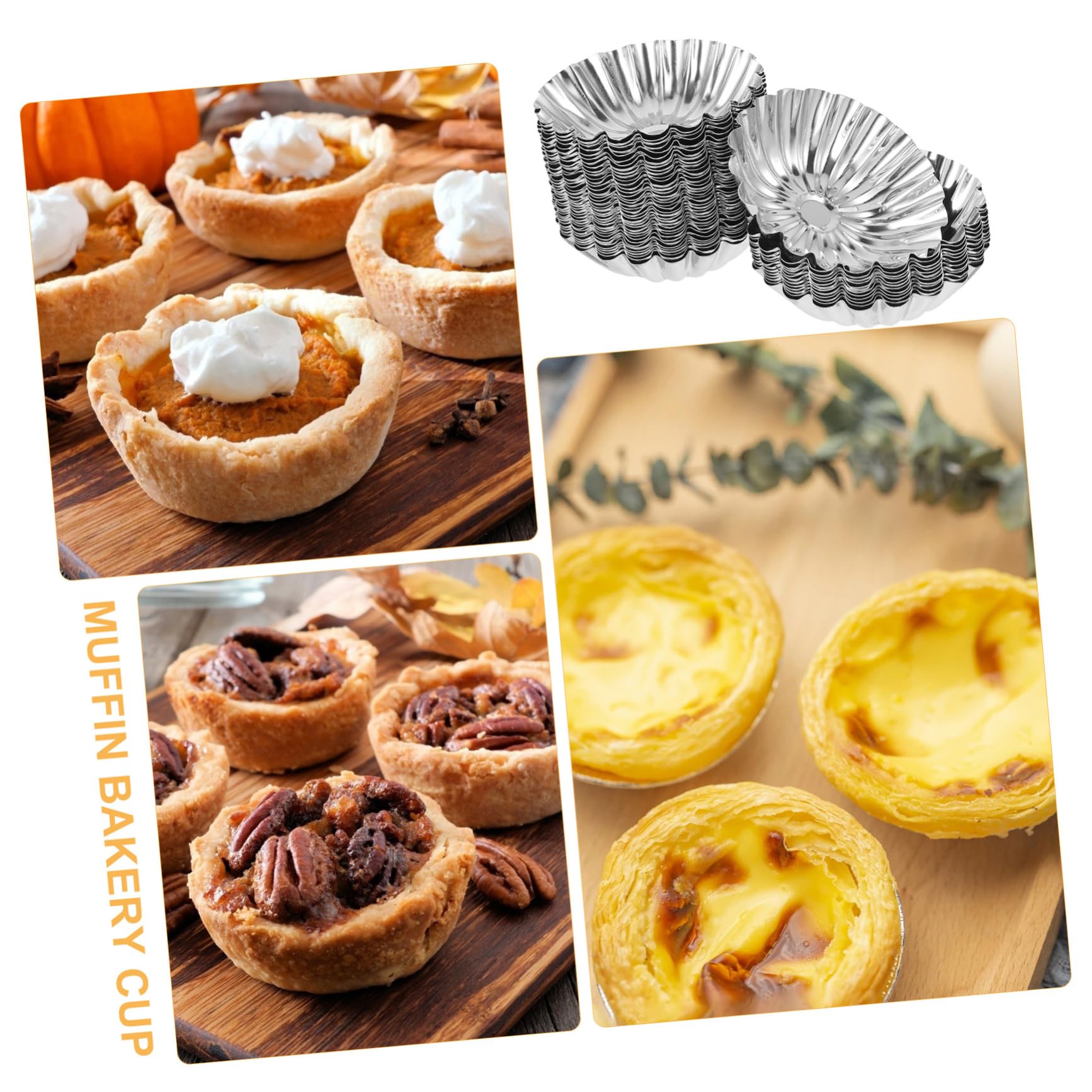 Alipis 50piezas Moldes De Acero Inoxidable Para Tartaletas De Huevo Antiadherentes Para Hornear Tartaletas Caseras y Muffins Casa