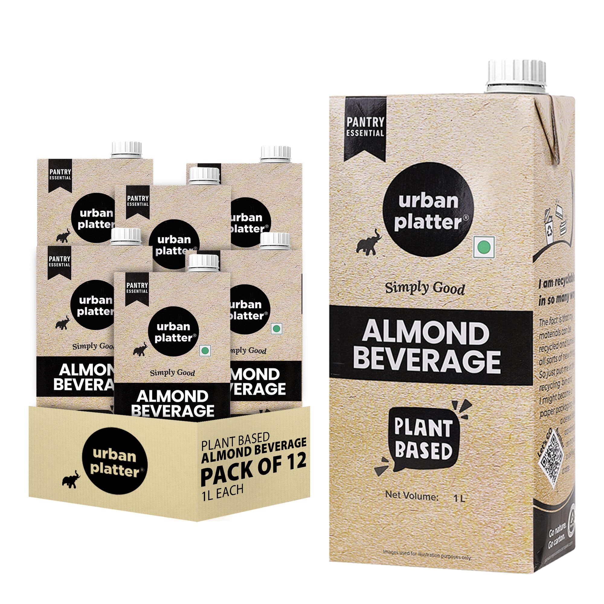 Urban Platter Almond Milk, 1 Litre [Pack of 12 | Unsweetened | Dairy-free | Plant-based] (B07QLMDS6Z) Amazon Price History, Amazon Price Tracker