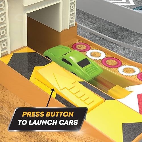 Miniatura 7 de Driven by Battat Juego de carreras plegable de 84 piezas, 6 mini autos, incluyendo coche de carreras, camión monstruo, pistas conectables y más