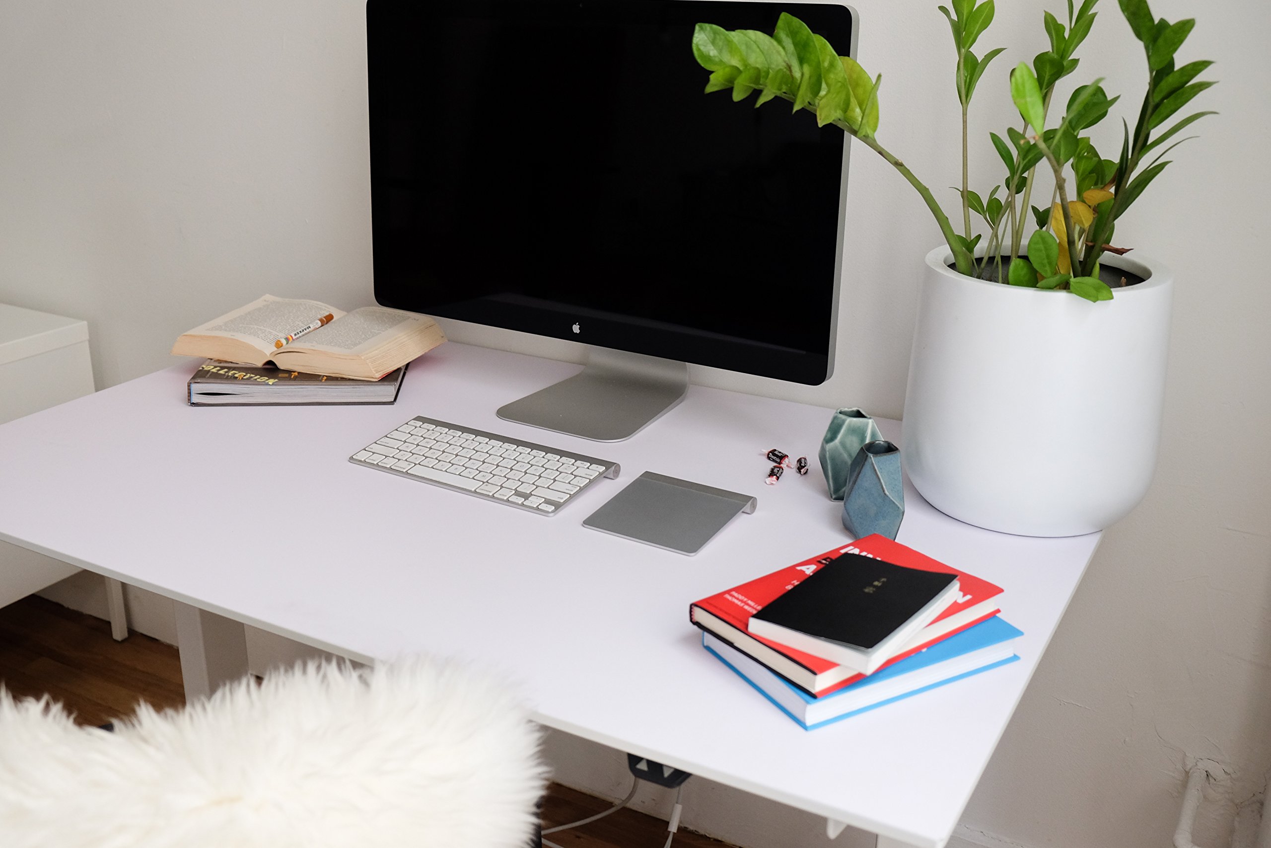 Giraffe - Height-Adjustable Standing Computer Desk - Scandinavian Design - White - Medium Large Large — view 7