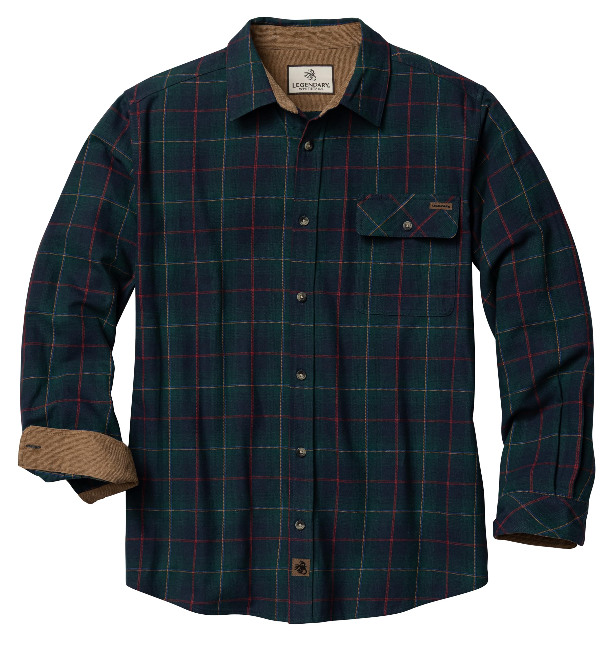Legendary Whitetails Mens Long Sleeve Button Down 100% Cotton Flannel Shirt (Douglas Fir Plaid, XX-Large)