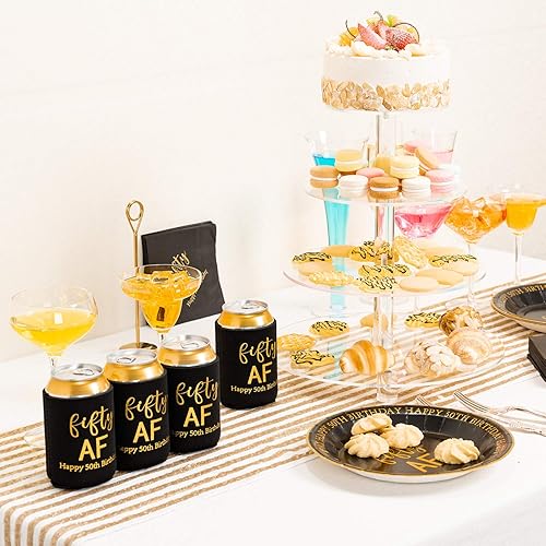 Miniatura 2 de Crisky Fifty - Enfriador de latas, decoración de cumpleaños número 50 para fiesta de cerveza, cubiertas de latas con fundas aisladas, enfriadores de