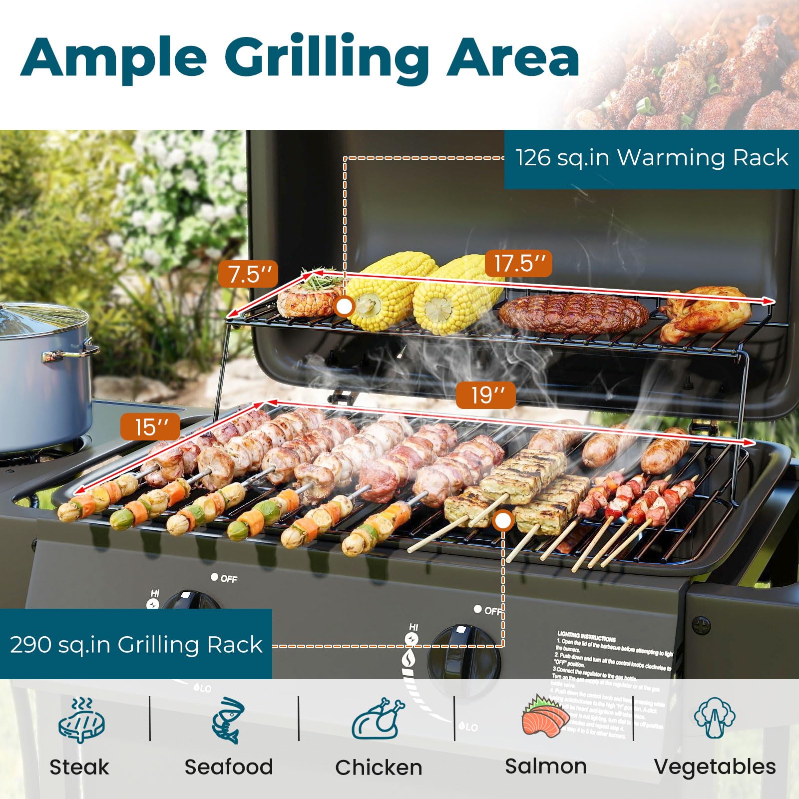 Amazon.com: Happygrill 2 + 1 Burner Propane Gas Grill, 30,000 BTU