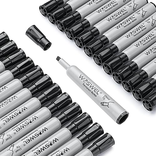 Miniatura 5 de Paquete de 100 marcadores permanentes a granel, punta de cincel, negro, marcadores permanentes grandes y grandes, marcadores de punta ancha,