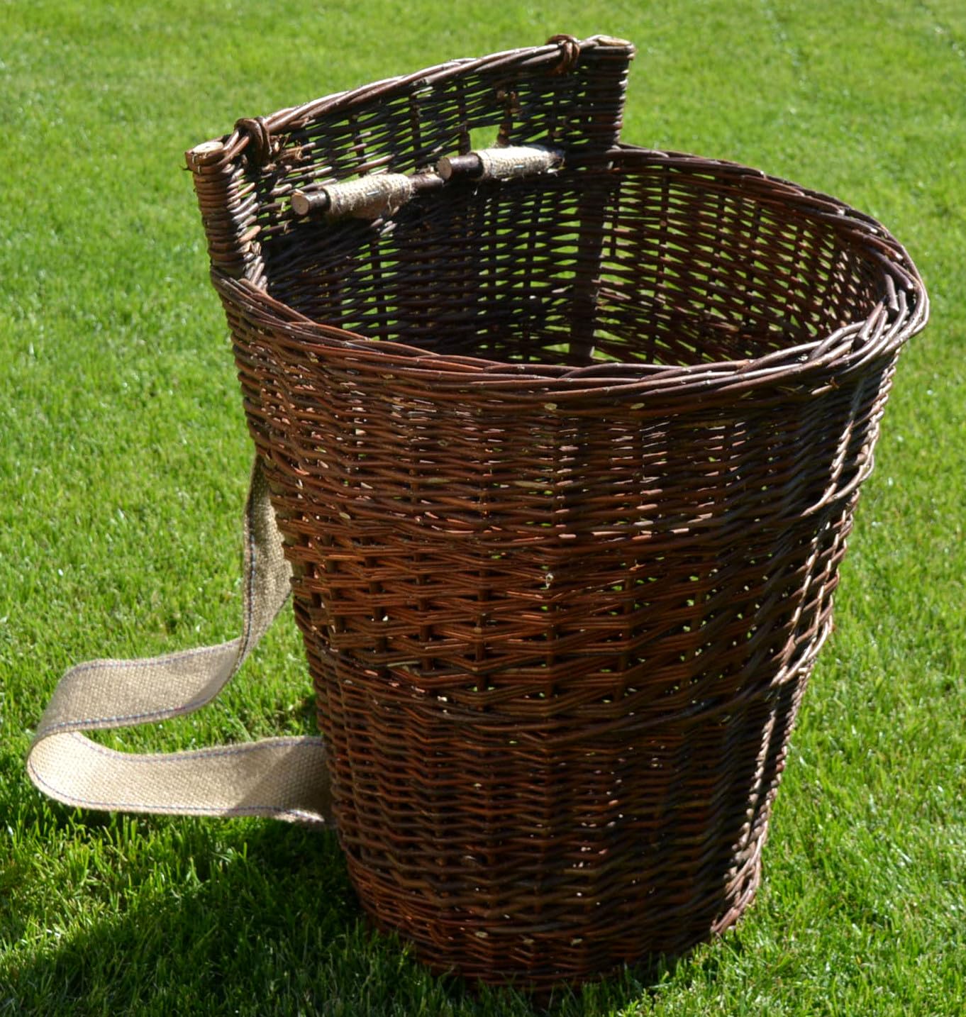 Rückentragekorb aus Weide – Handgeflochten & ergonomisch – Natur oder lackiert – 60x44x37 cm – Jutegurte – Holzkorb, Pilzkorb, Deko, Mittelalter, Garten WIKLER