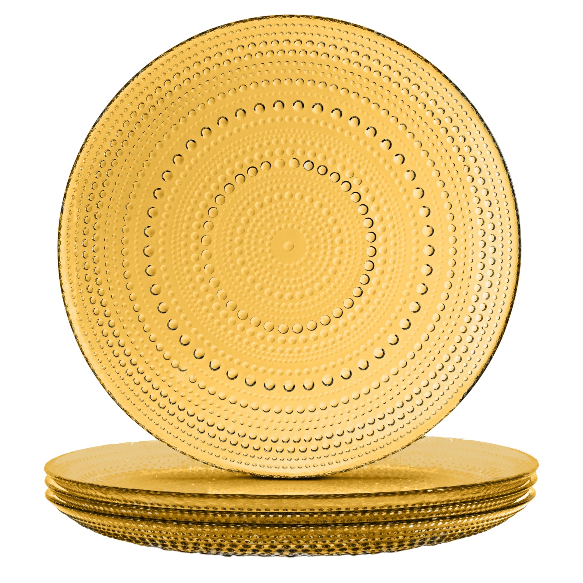 Yungala Amber Hobnail Glass Plates – Vintage Amber Glass Dinner Plates – Elegant Retro Tableware for Timeless Entertaining