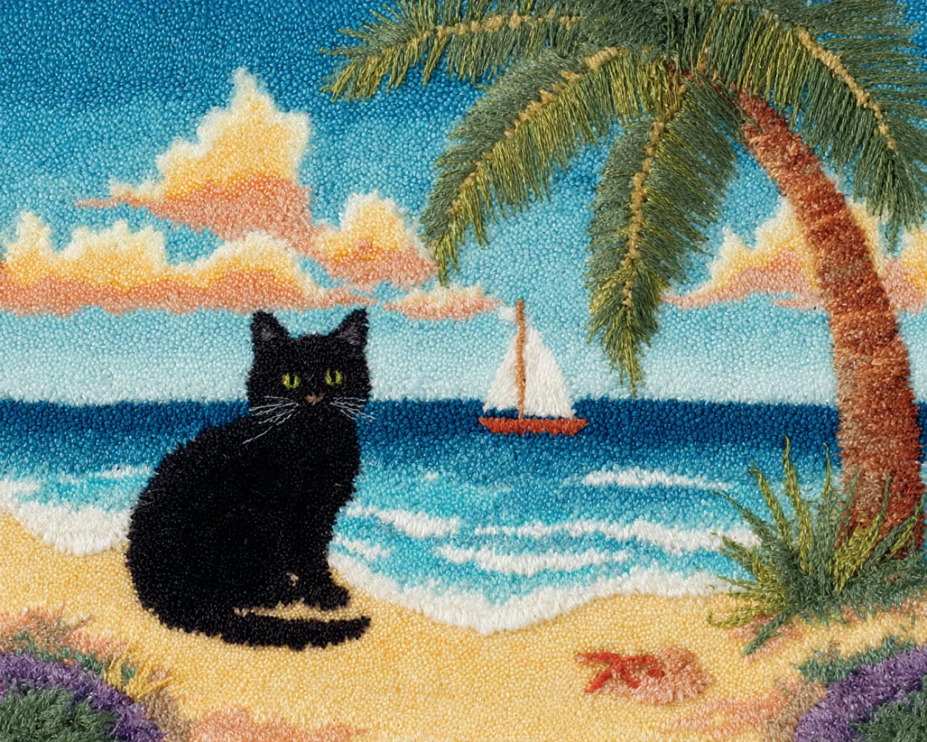AMBATTERY Large Rug Making Kit Cats on the Beach 60x90cm