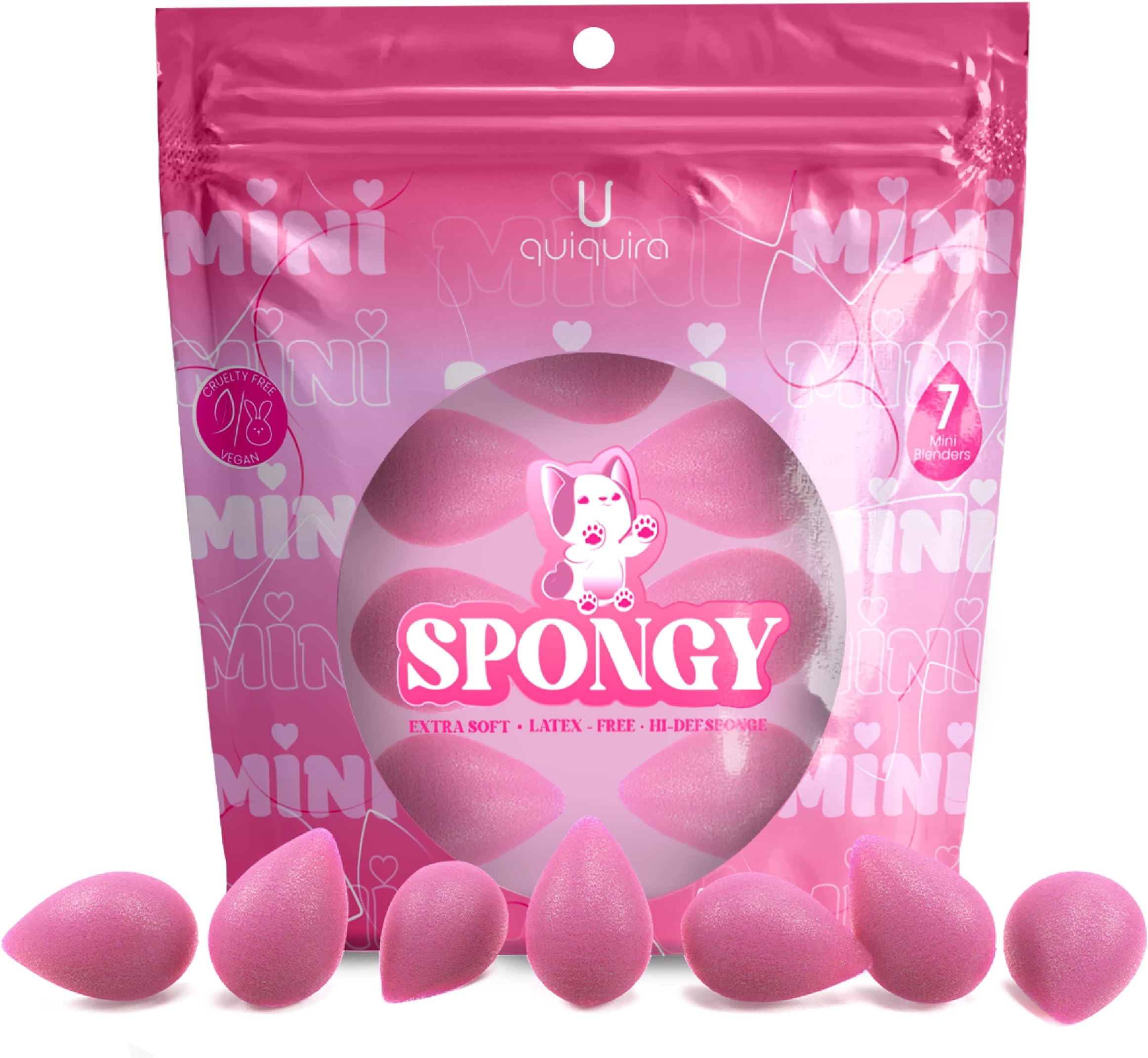 Mini Makeup Sponges 7 pcs, Beauty Blender Sponge for Areas Face Or Body Mini pink Makeup Blending Sponges Perfect For Contouring, Highlighting and Concealing, Vegan & Cruelty Free